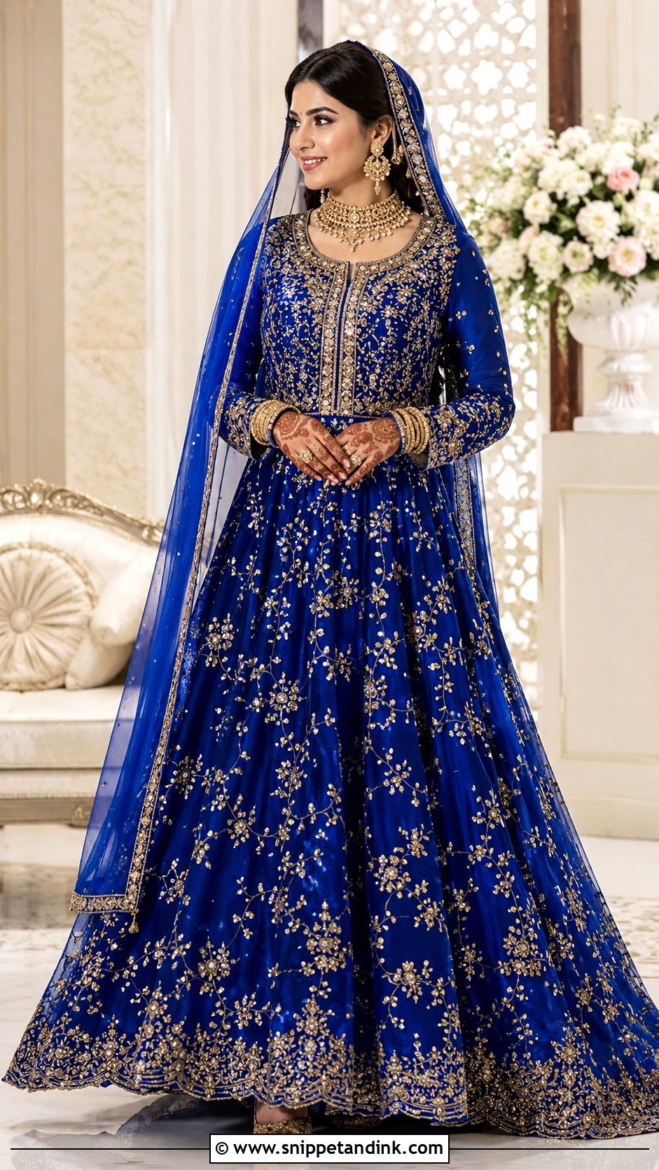 Royal Blue Anarkali Bridal Dress - Snippet and Ink - 30 Indian Muslim Bridal Dress Ideas