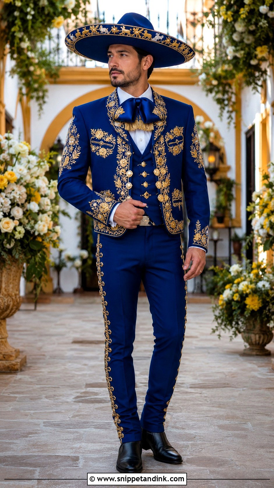 Royal Blue And Gold Charro Wedding Suit - Snippet and Ink - 20 Charro Wedding Suit Ideas