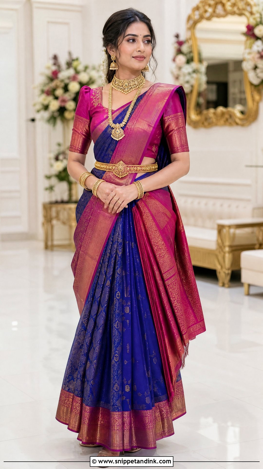 Royal Blue And Magenta Silk Thavani - Snippet and Ink - 20 Thavani Styles for Wedding