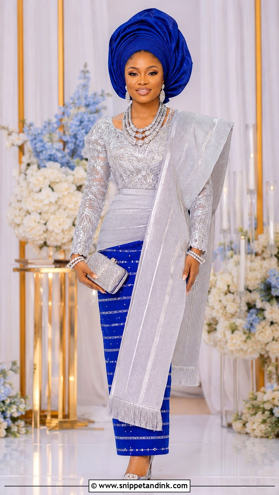 Royal Blue And Silver Yoruba Wedding Dress - Snippet and Ink - 20 Yoruba Wedding Dress Ideas