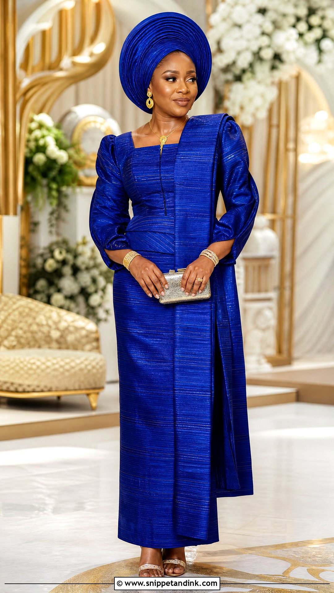 Royal Blue Aso Oke Iro And Buba Outfit - Snippet and Ink - 20 Royal Blue Traditional Wedding Attire Ideas