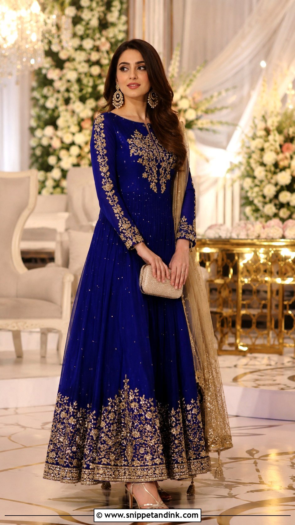 Royal Blue Barat Lehenga Outfit - Snippet and Ink - 30 Pakistani Wedding Outfits Sisters