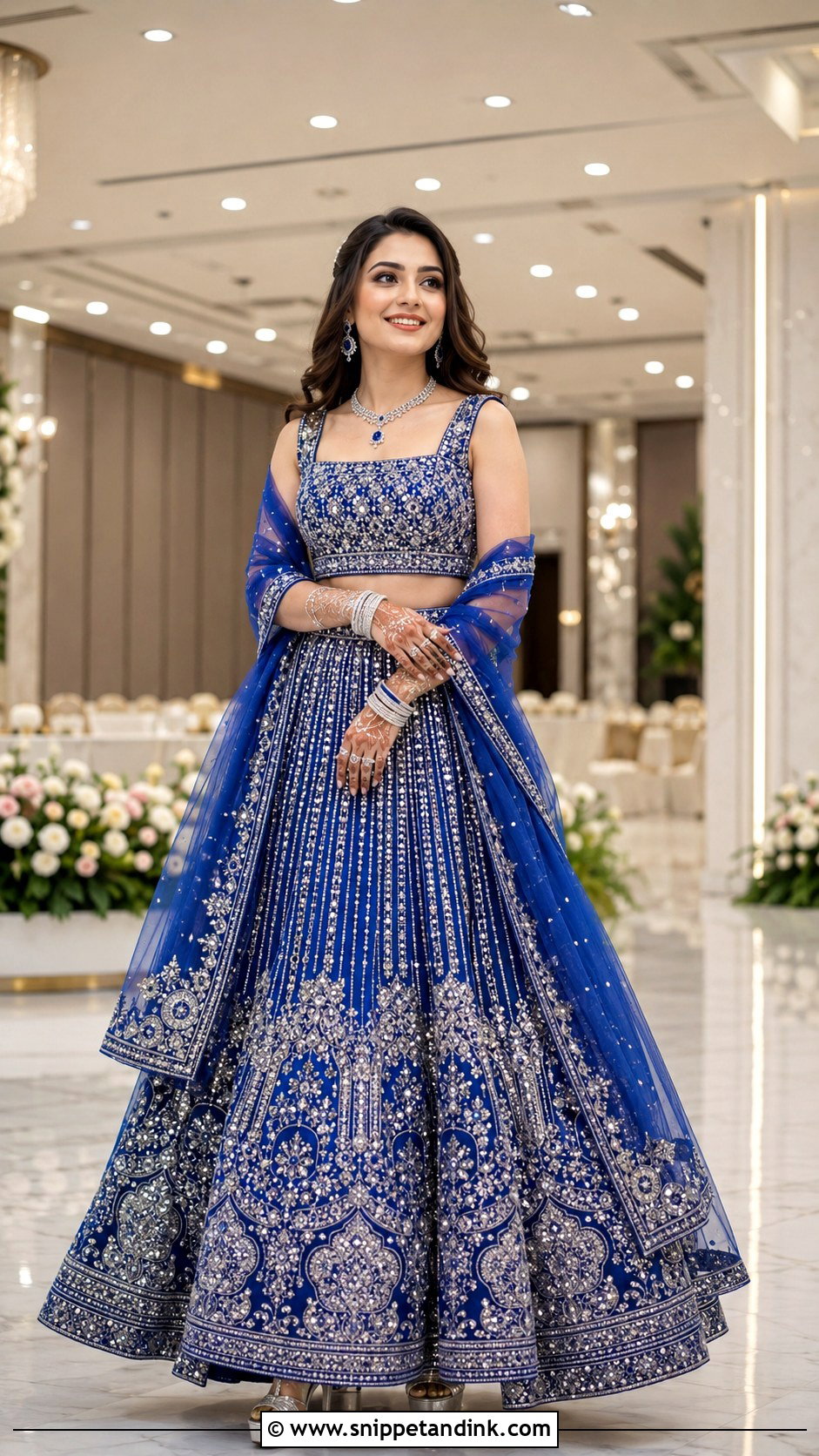 Royal Blue Bridal Langa With Silver Embellishments - Snippet and Ink - 20 Bridal Langa Ideas