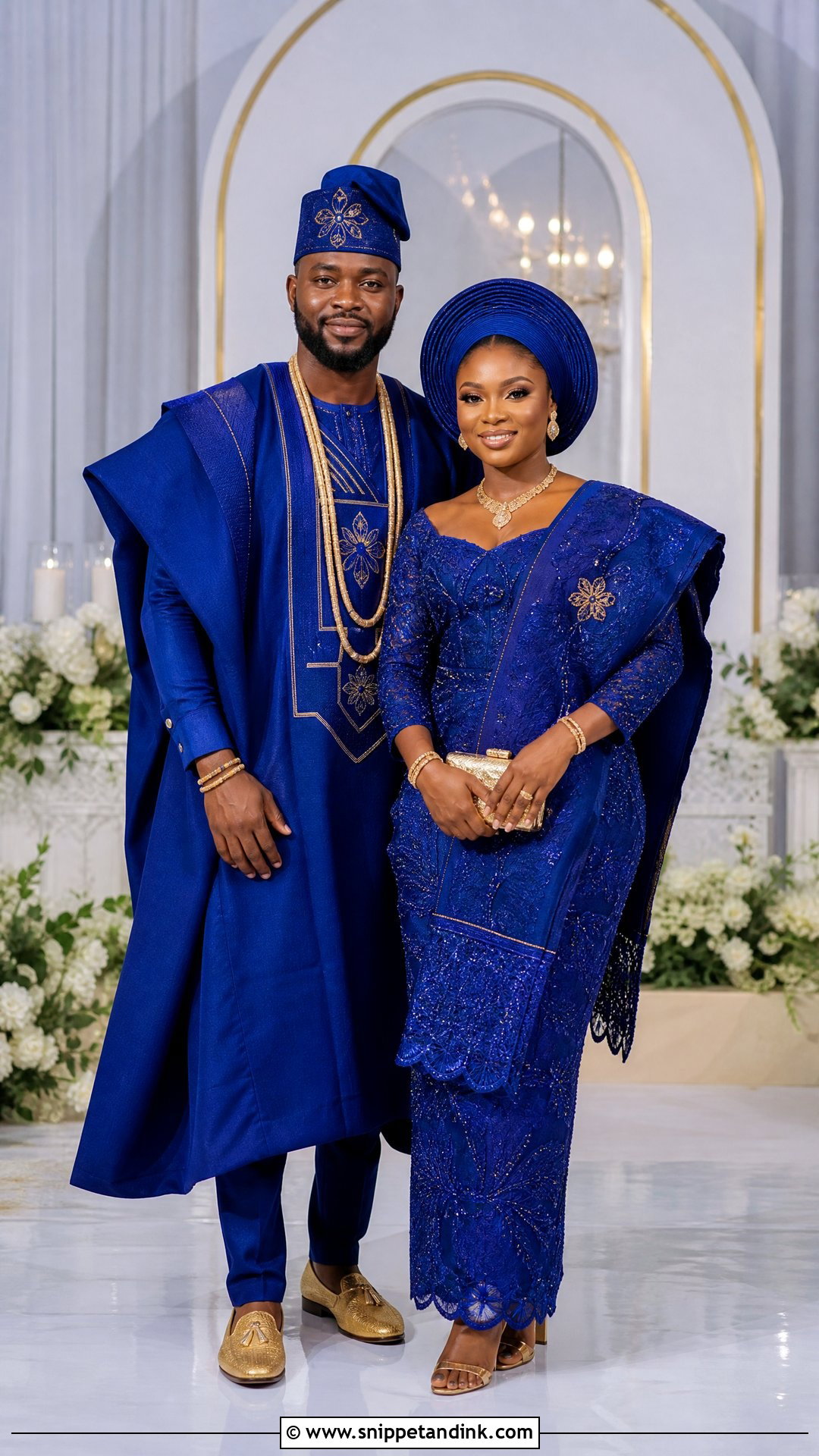 Royal Blue Bride And Groom Matching Traditional Outfit - Snippet and Ink - 20 Royal Blue Traditional Wedding Attire Ideas
