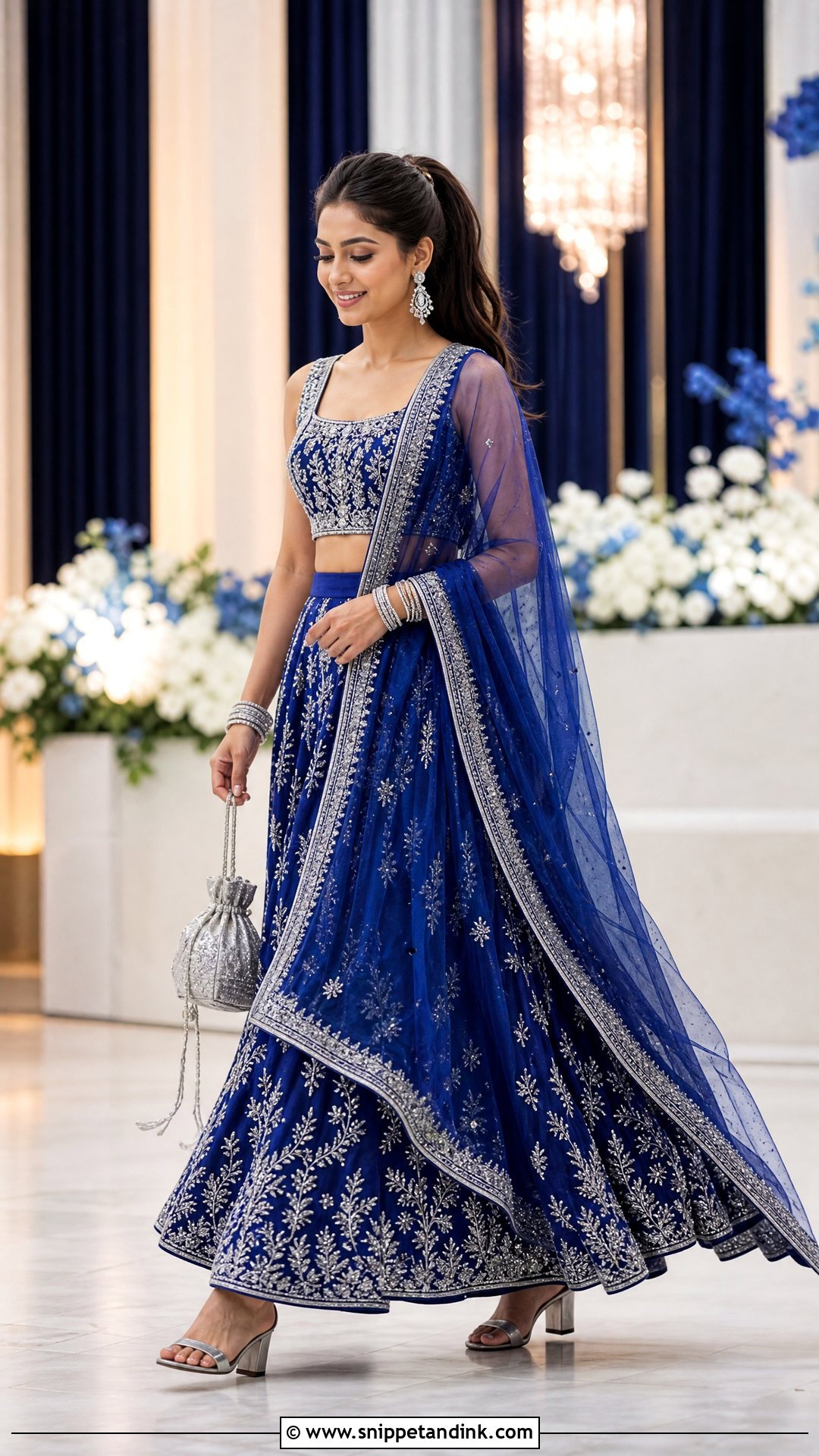 Royal Blue Bride Sangeet Lehenga - Snippet and Ink - 25 Bride Sangeet Outfit Ideas