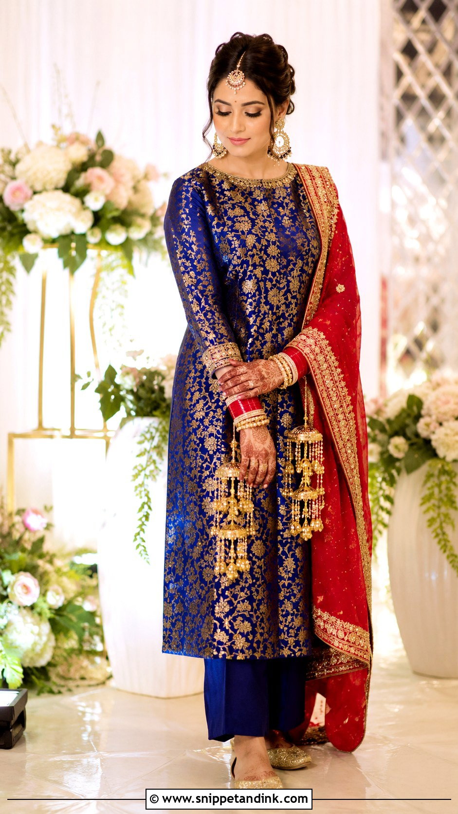 Royal Blue Brocade Suit Chooda Ceremony Outfit - Snippet and Ink - 20 Chooda Ceremony Outfit Ideas