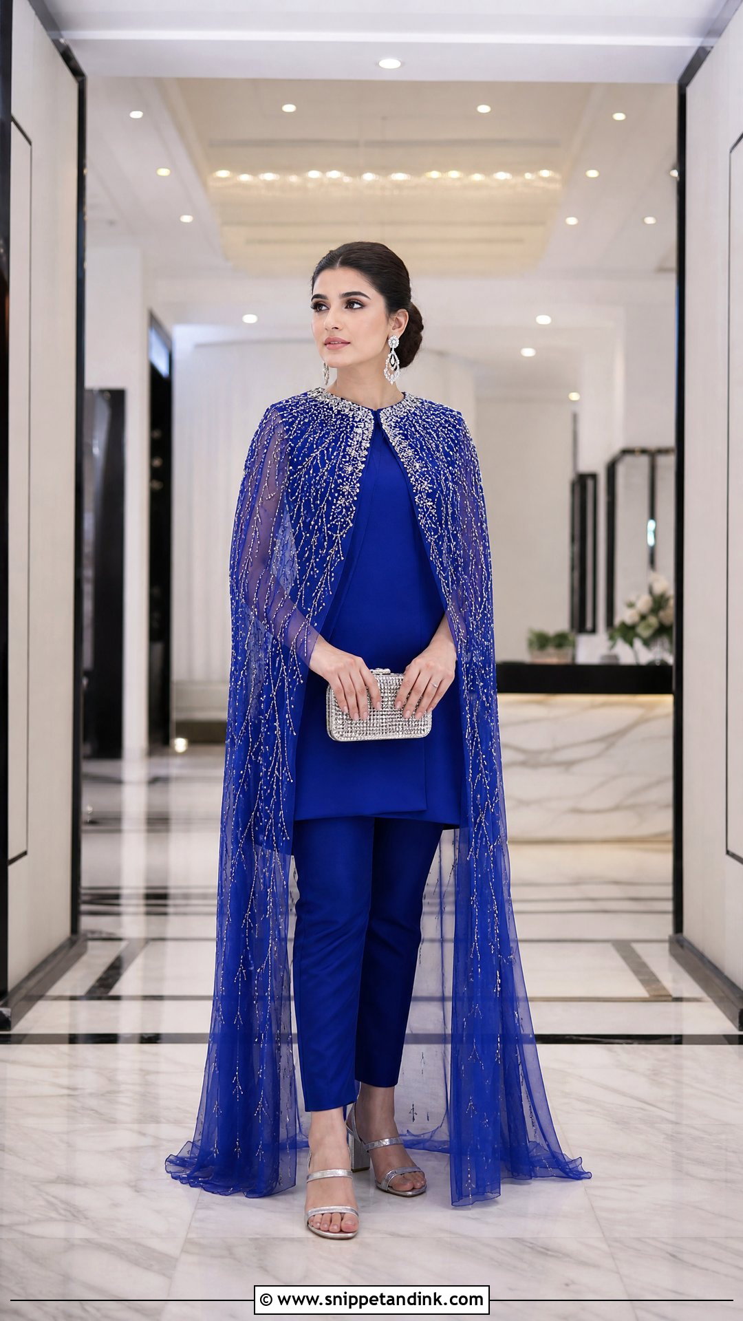 Royal Blue Cape Bridal Suit - Snippet and Ink - 20 Indian Bridal Suits for Women