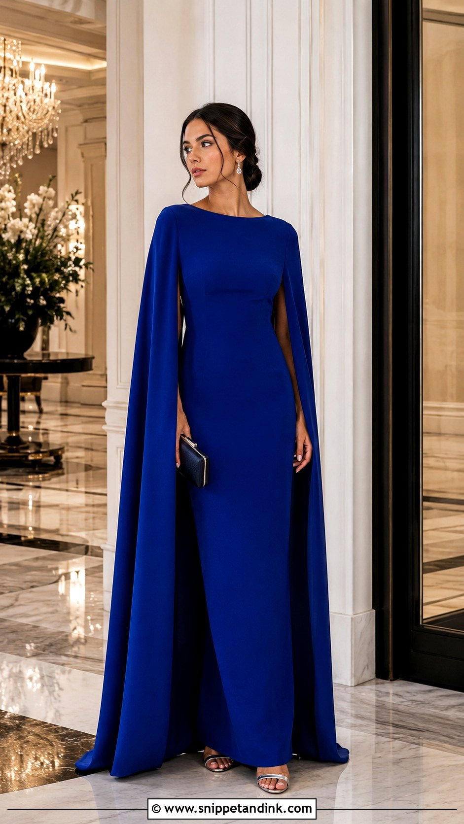 Royal Blue Cape Gown Black Tie Wedding Outfit - Snippet and Ink - 20 Black Tie Wedding Outfit Ideas