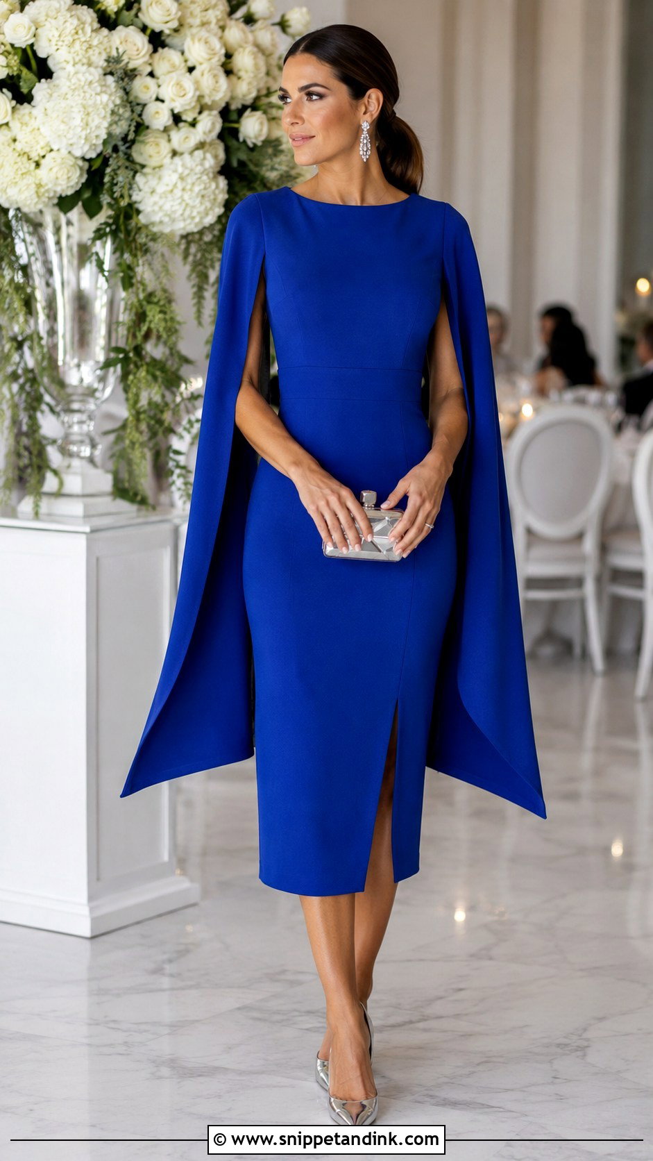 Royal Blue Cape Sleeve Dress - Snippet and Ink - 20 Dress for Brothers Wedding Ideas