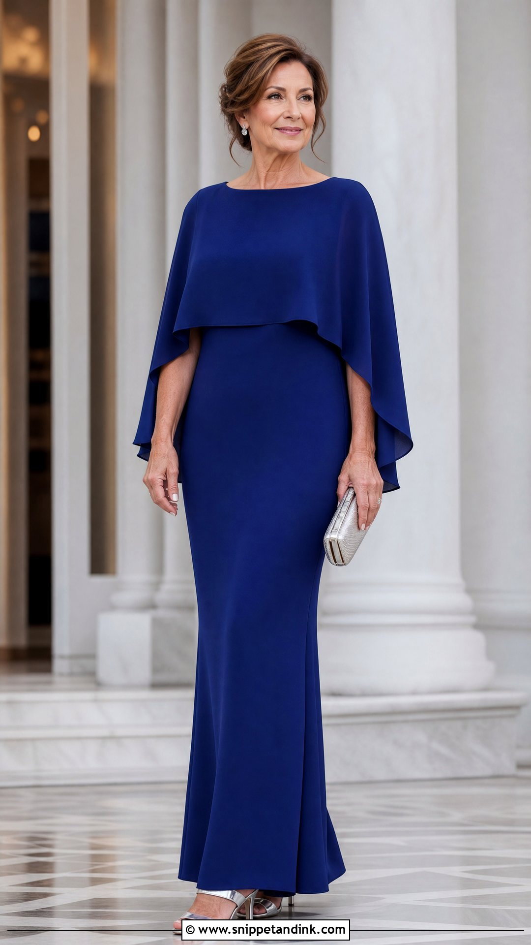 Royal Blue Cape Sleeve Wedding Godmother Dress - Snippet and Ink - 20 Wedding Godmother Dress Ideas