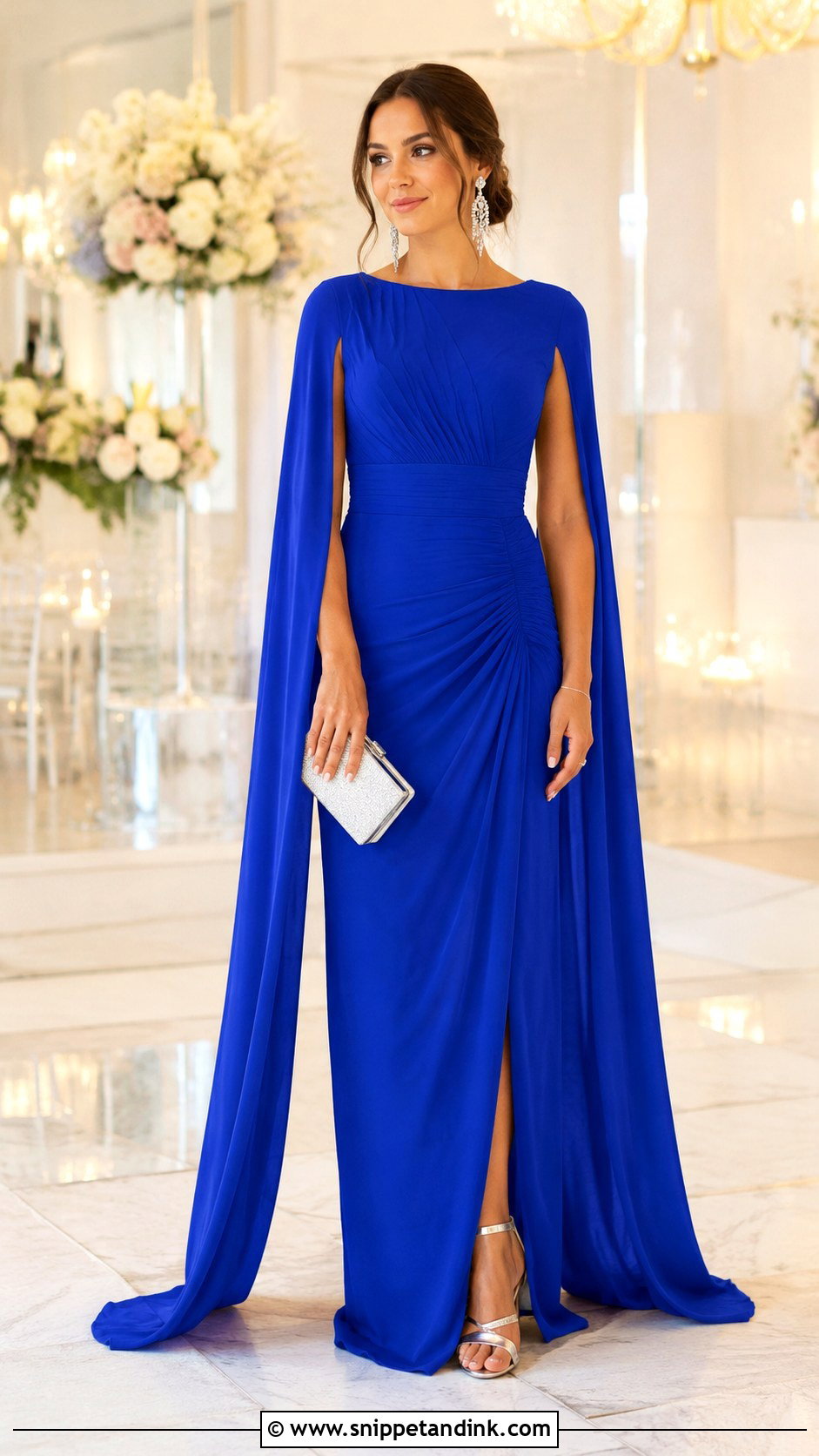 Royal Blue Cape Sleeves Gown - Snippet and Ink - 25 Cape Sleeves Gown