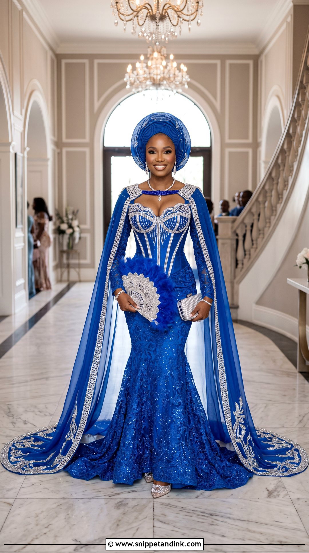 Royal Blue Cape Veekee James Traditional Wedding Dress - Snippet and Ink - 20 Veekee James Traditional Wedding Dress Ideas