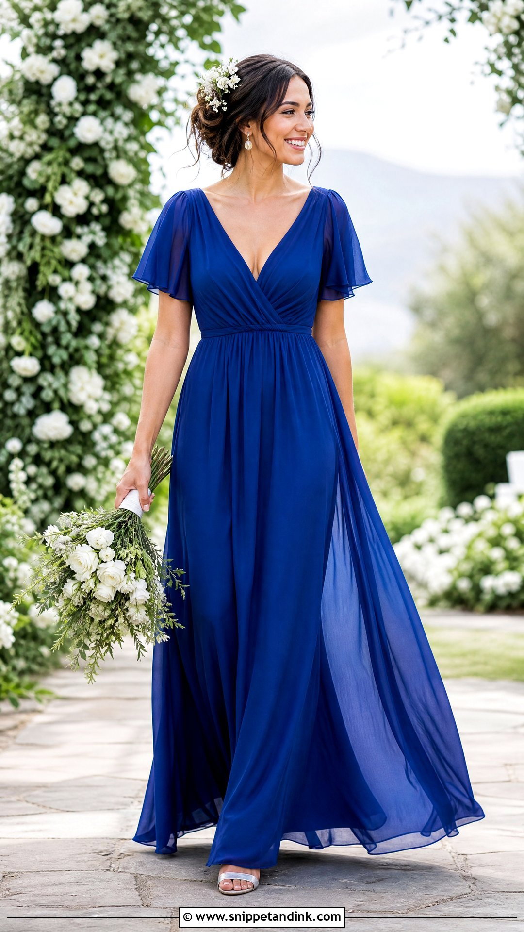 Royal Blue Chiffon Wedding Dress - Snippet and Ink - 20 Royal Blue Wedding Dresses