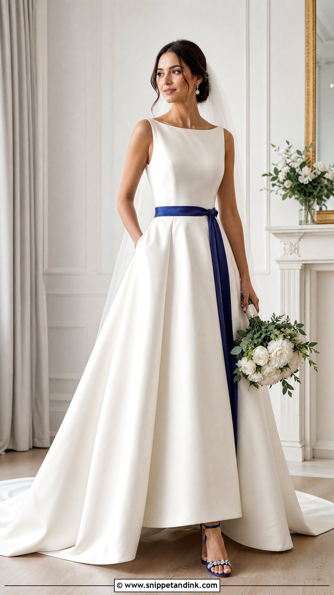 Royal Blue Detail Wedding Dress - Snippet and Ink - 25 Regal Wedding Dress Ideas