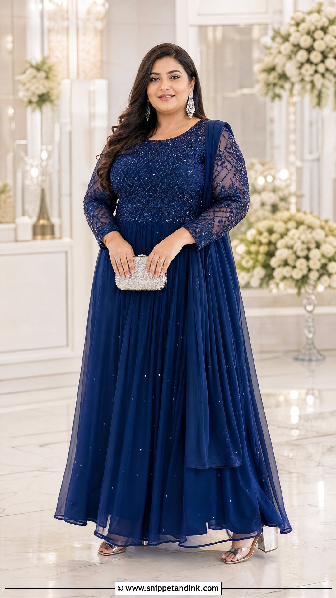 Royal Blue Embellished Gown For Wedding Guest - Snippet and Ink - 20 Party Gowns Indian Weddings