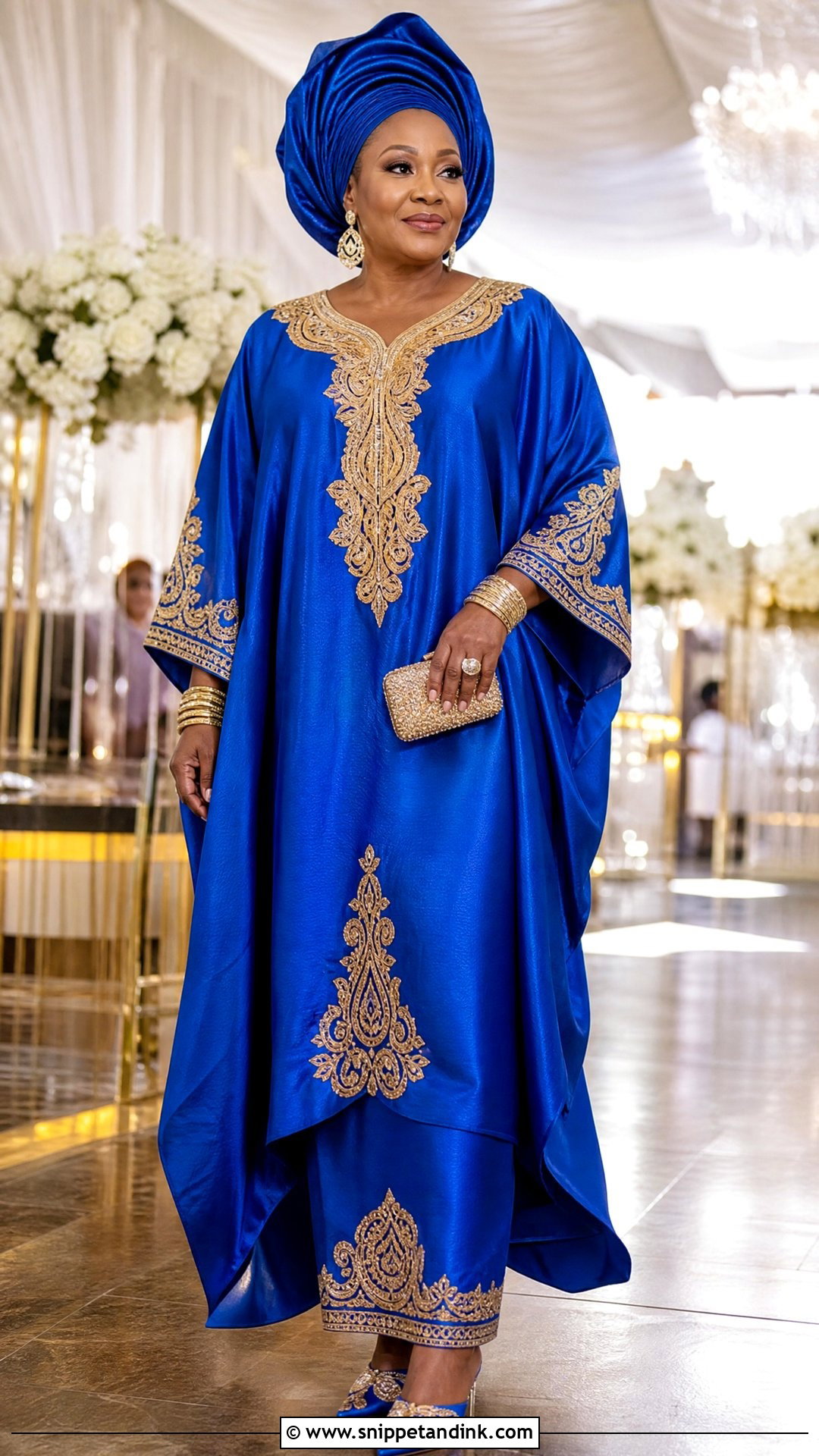 Royal Blue Embroidered Boubou Outfit - Snippet and Ink - 20 Royal Blue Traditional Wedding Attire Ideas