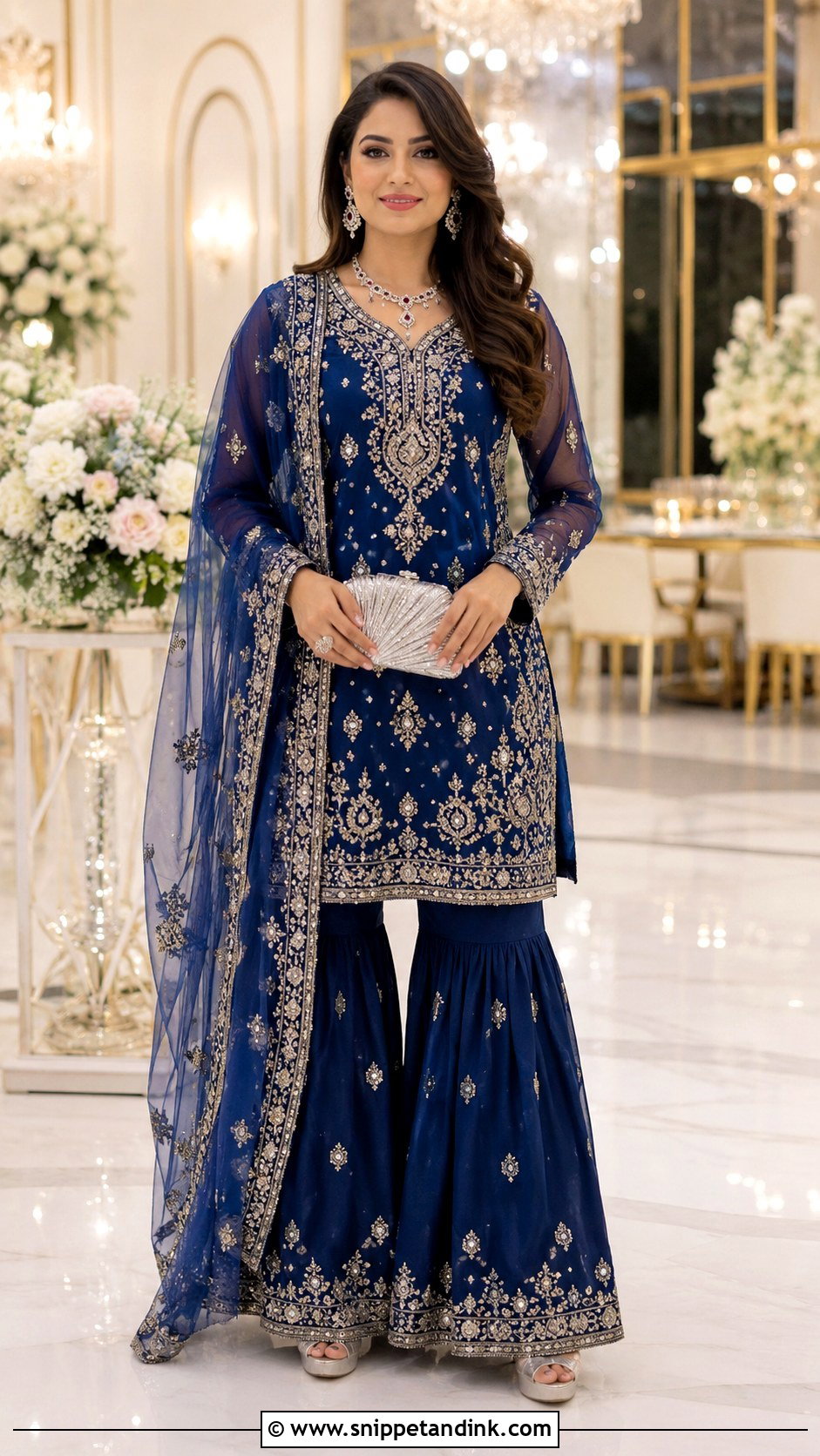 Royal Blue Embroidered Bridal Sharara Suit - Snippet and Ink - 20 Bridal Sharara Suit Ideas