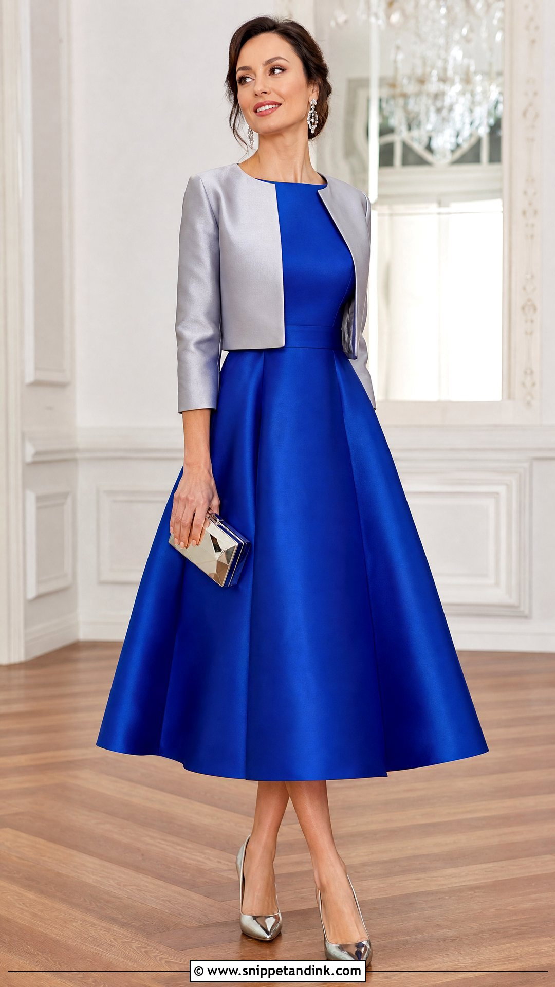 Royal Blue Fit And Flare Tea Length Gown - Snippet and Ink - 20 Tea Length Gown Ideas