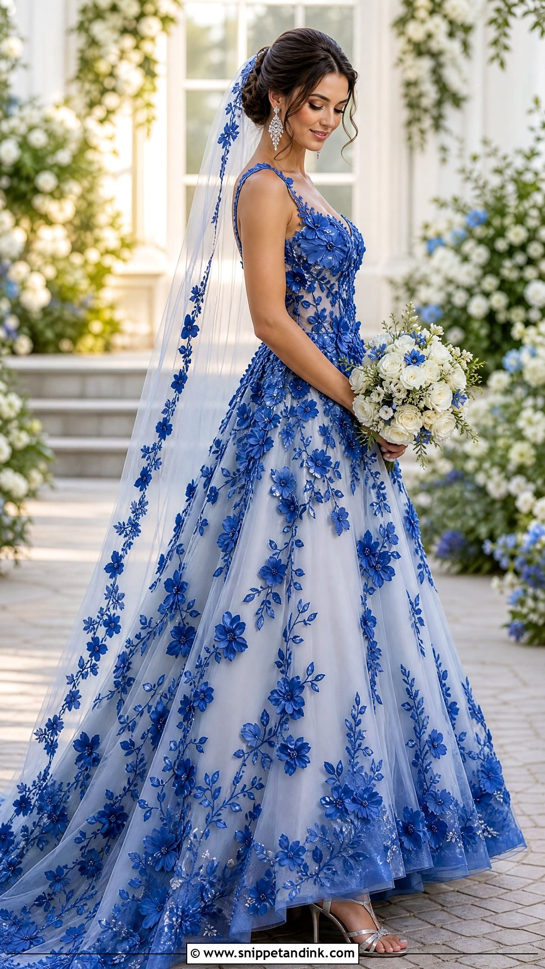 Royal Blue Floral Applique Wedding Dress - Snippet and Ink - 20 Royal Blue Wedding Dress the Bride Ideas