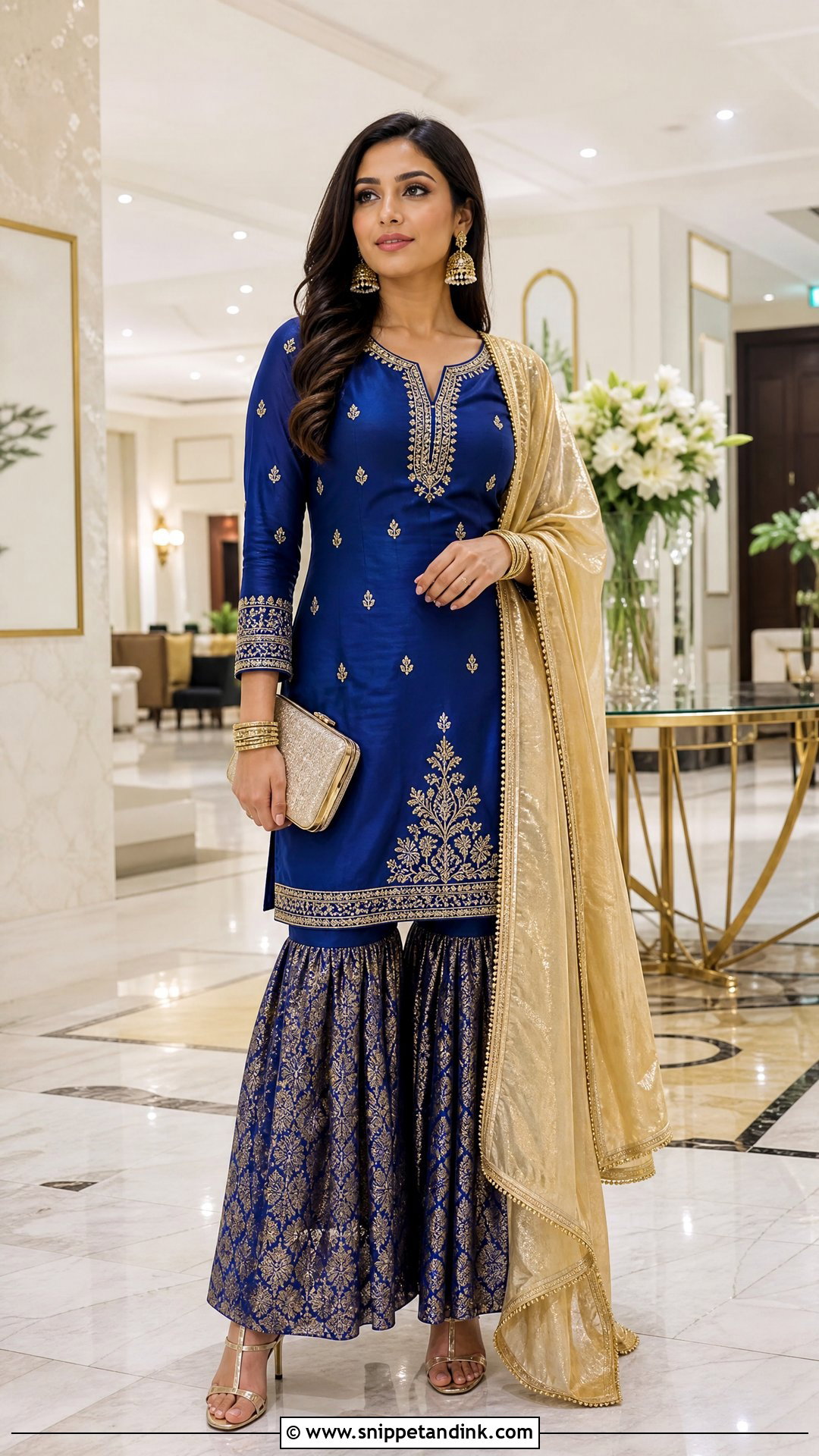 Royal Blue Garara Suit With Gold Work - Snippet and Ink - 20 Garara Suits Designs for Wedding
