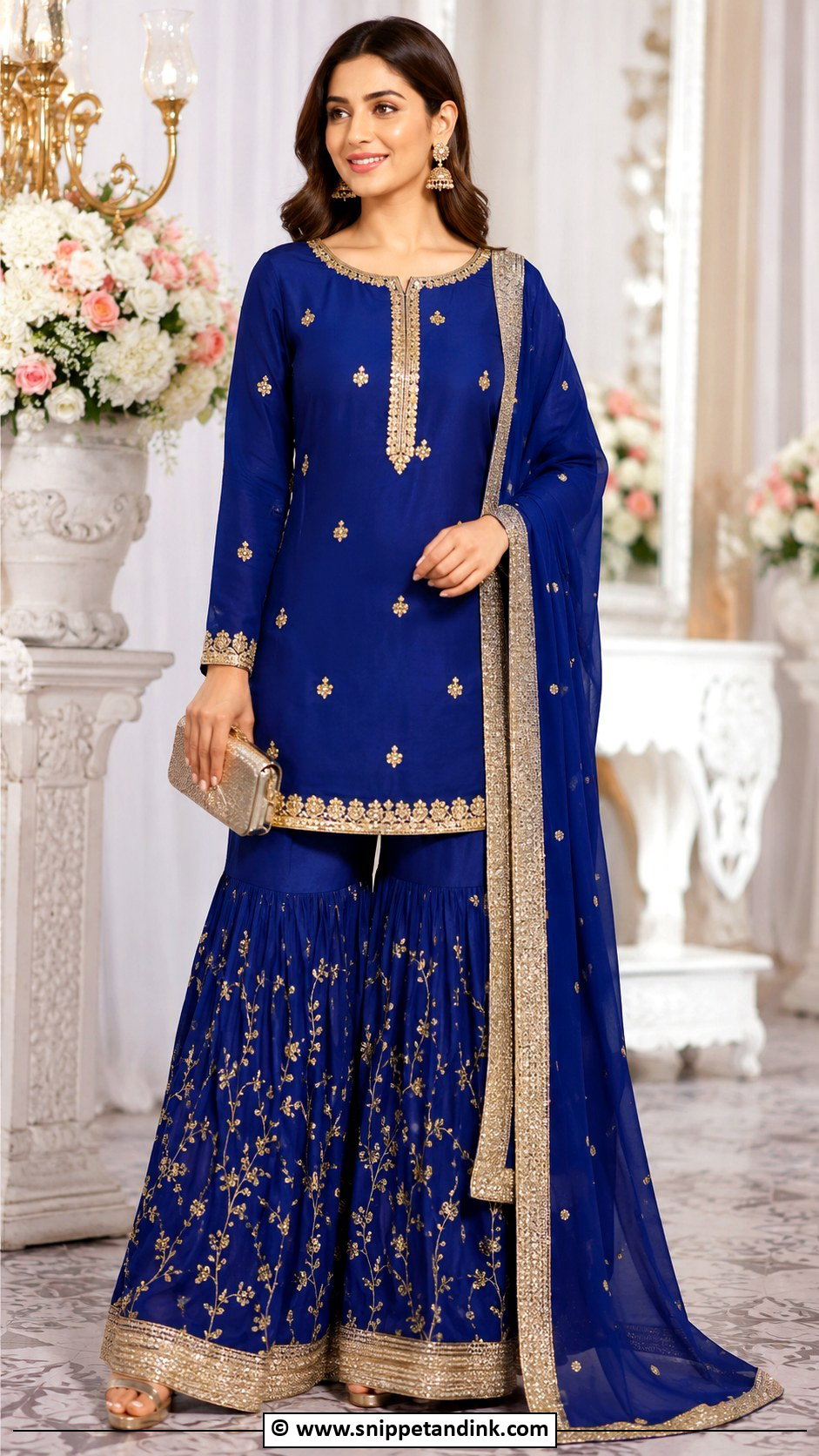 Royal Blue Gharara Barat Dress - Snippet and Ink - 30 Barat Dress Ideas
