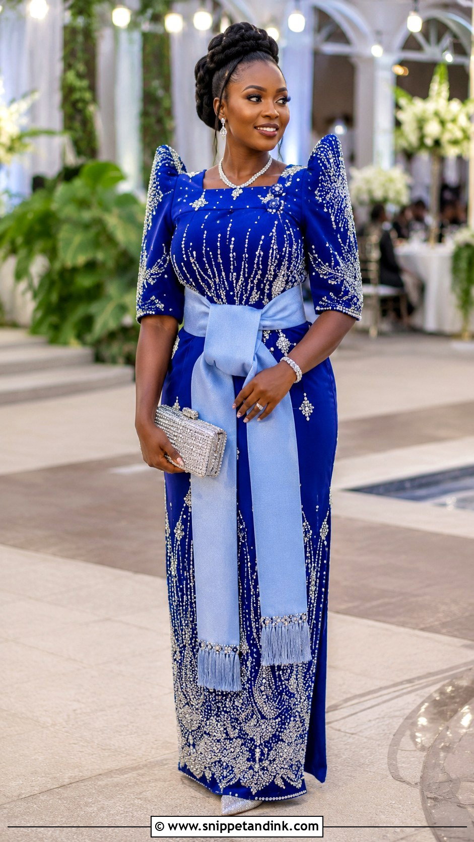 Royal Blue Gomesi Changing Dress - Snippet and Ink - 20 Changing Dresses for Brides in Uganda