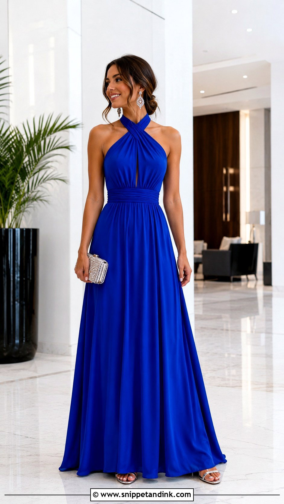 Royal Blue Halter Wedding Guest Dress - Snippet and Ink - 20 Black Tie Wedding Dresses