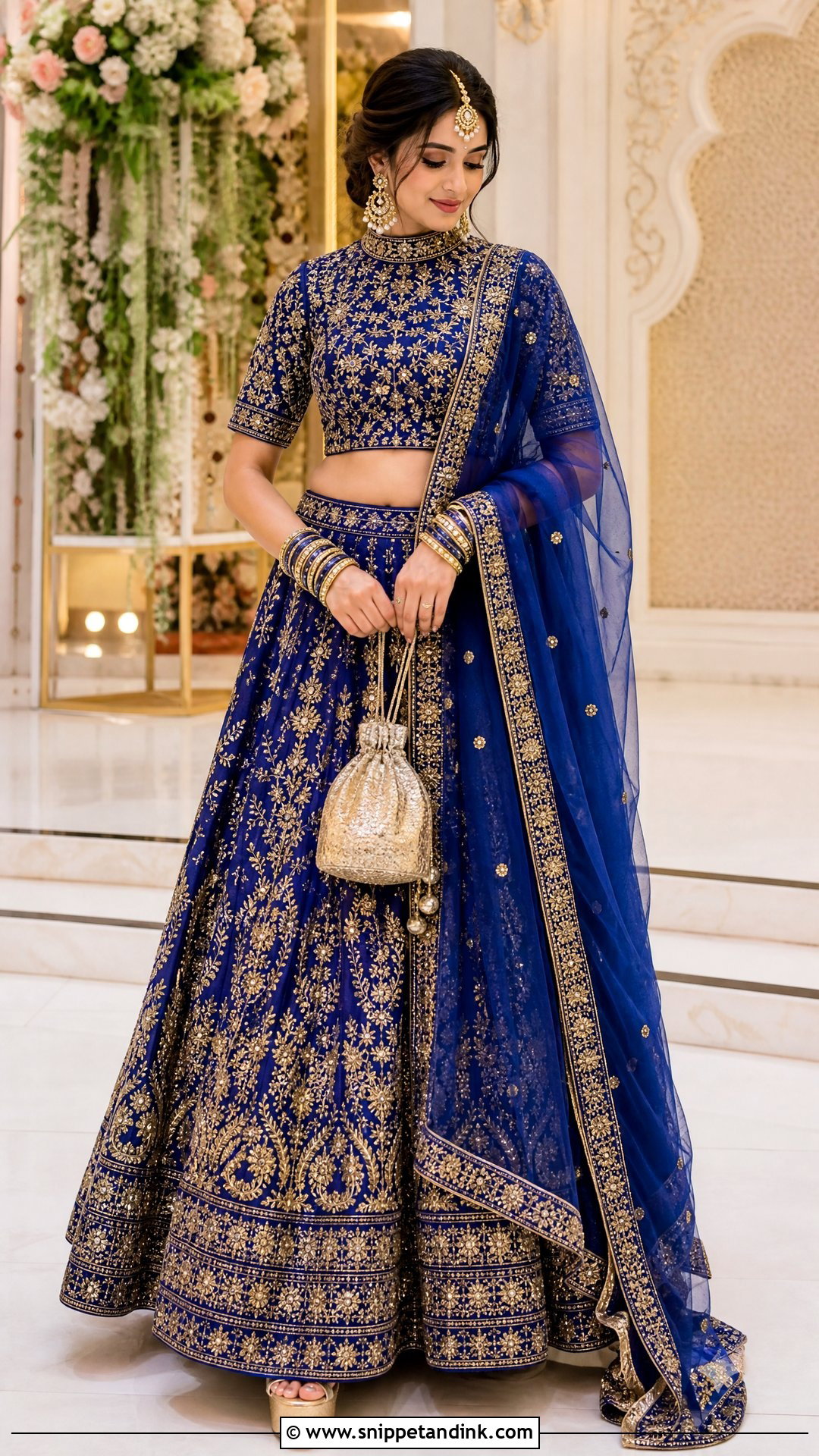 Royal Blue High Neck Bridal Choli - Snippet and Ink - 20 Indian Bridal Bride Choli Ideas