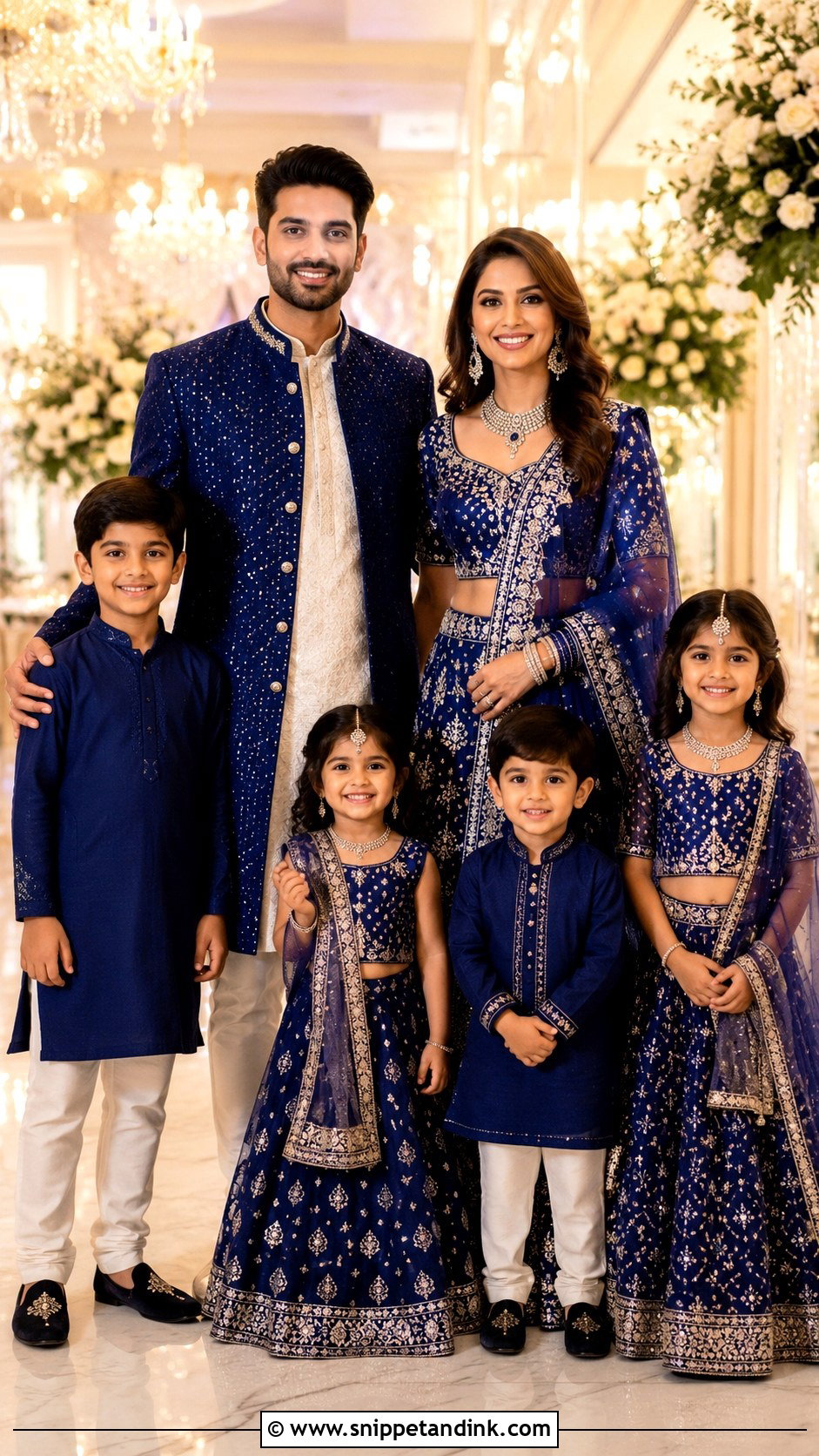 Royal Blue Indian Wedding Family Outfits - Snippet and Ink - 25 Indian Wedding Family Matching Outfits