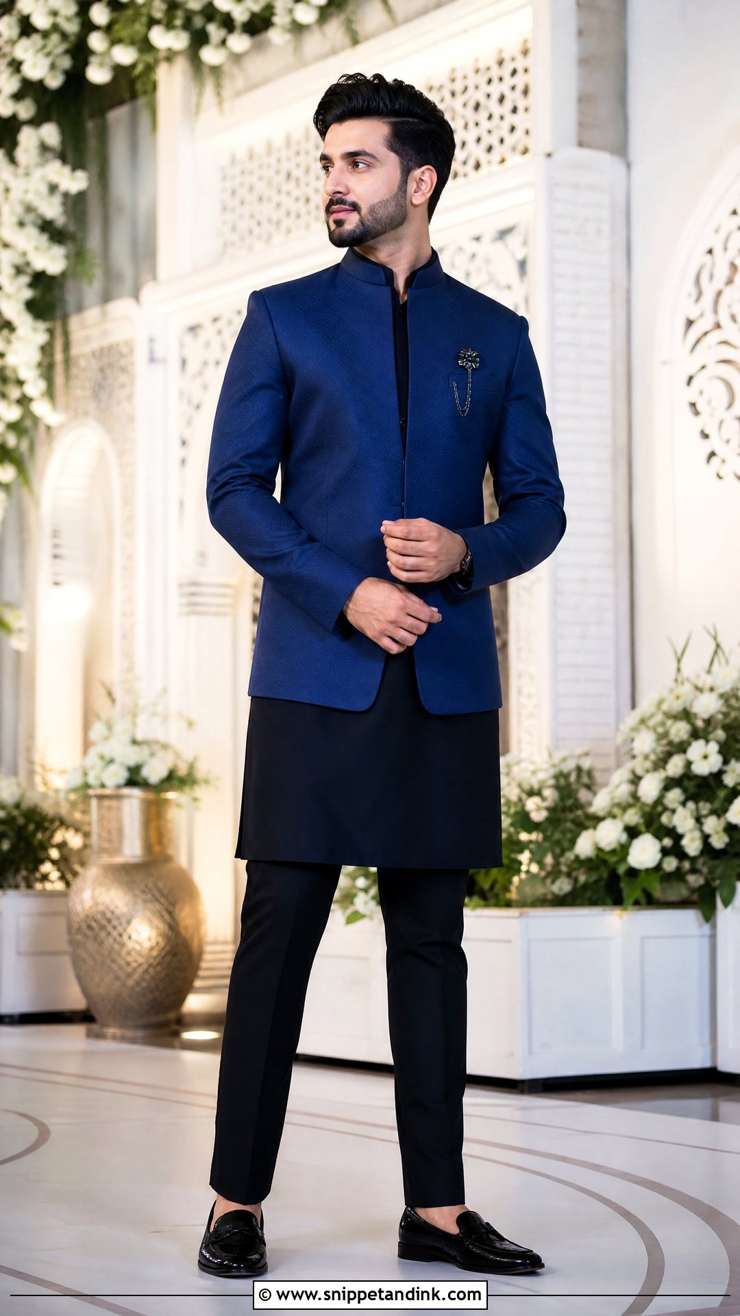 Royal Blue Indo Western Jacket - Snippet and Ink - 25 Indian Bride Brother Outfit Ideas