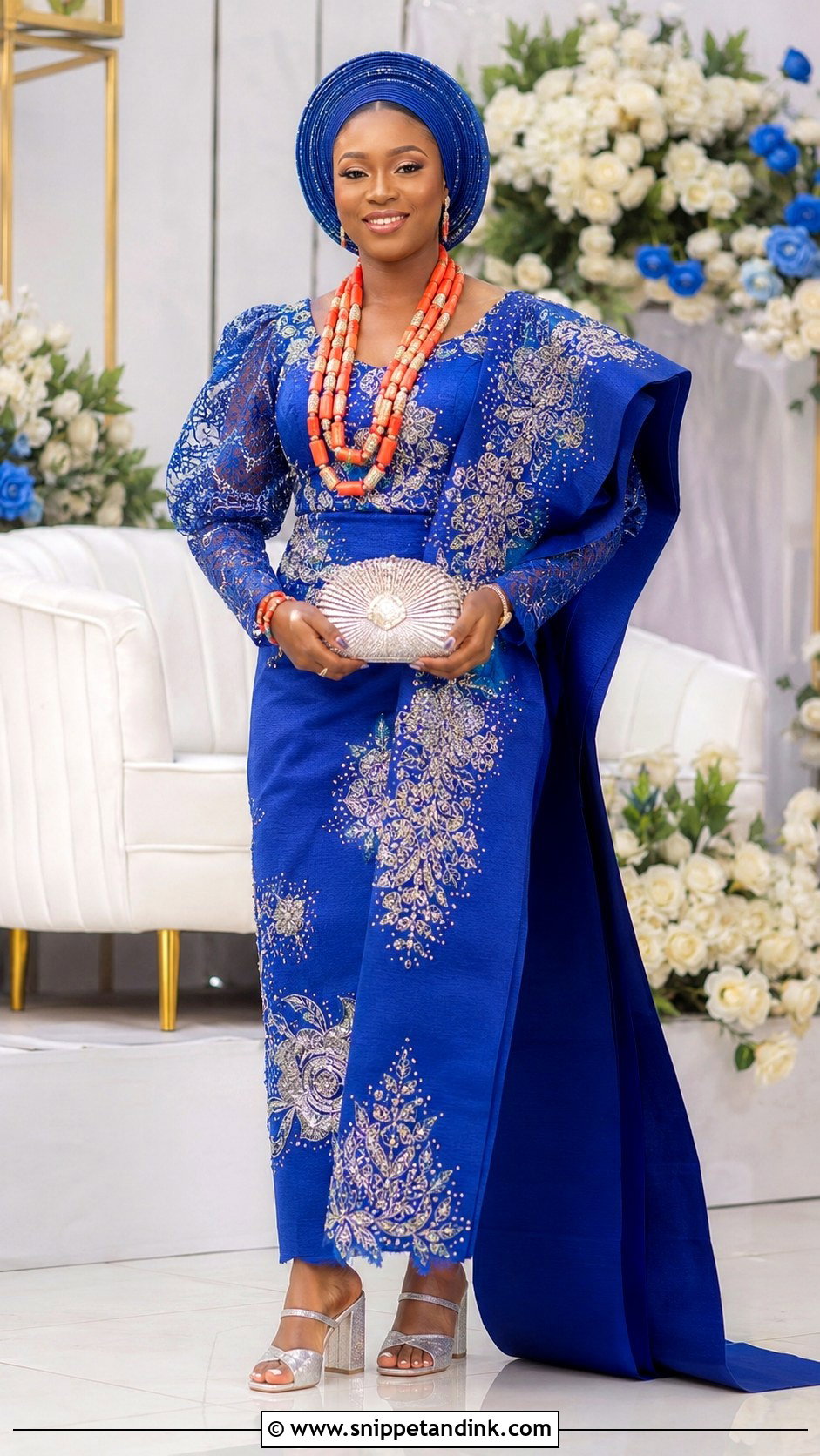 Royal Blue Isoko Bridal Outfit - Snippet and Ink - 20 Isoko Traditional Wedding Attire Ideas