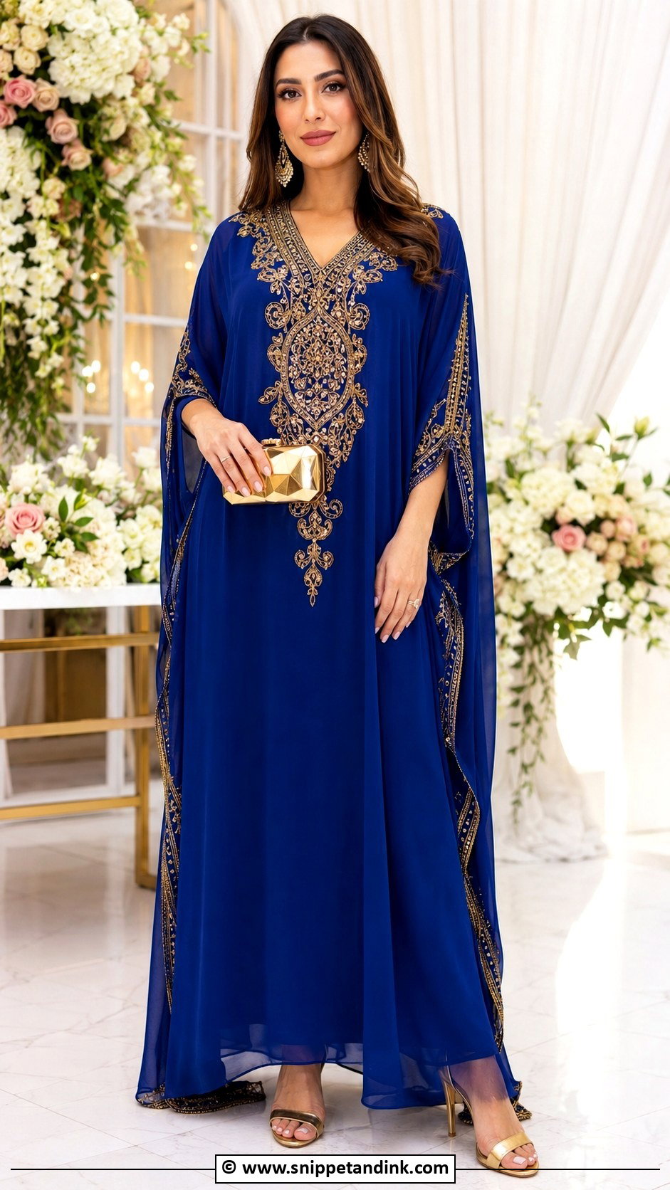 Royal Blue Kaftan Henna Night Dress - Snippet and Ink - 30 Henna Night Dress Ideas