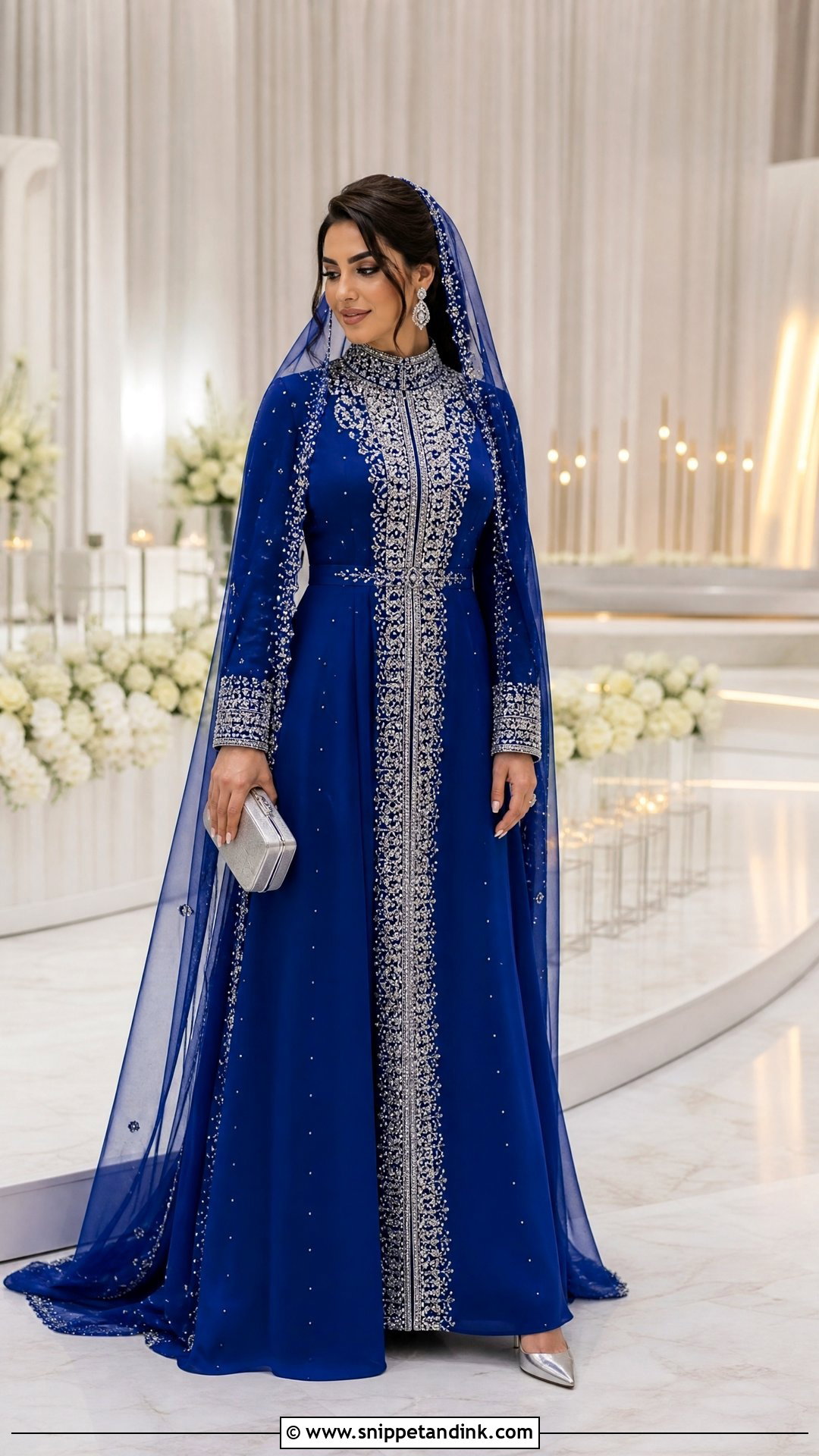 Royal Blue Khaleeji Wedding Dress With Silver Beading - Snippet and Ink - 20 Khaleeji Wedding Dresses