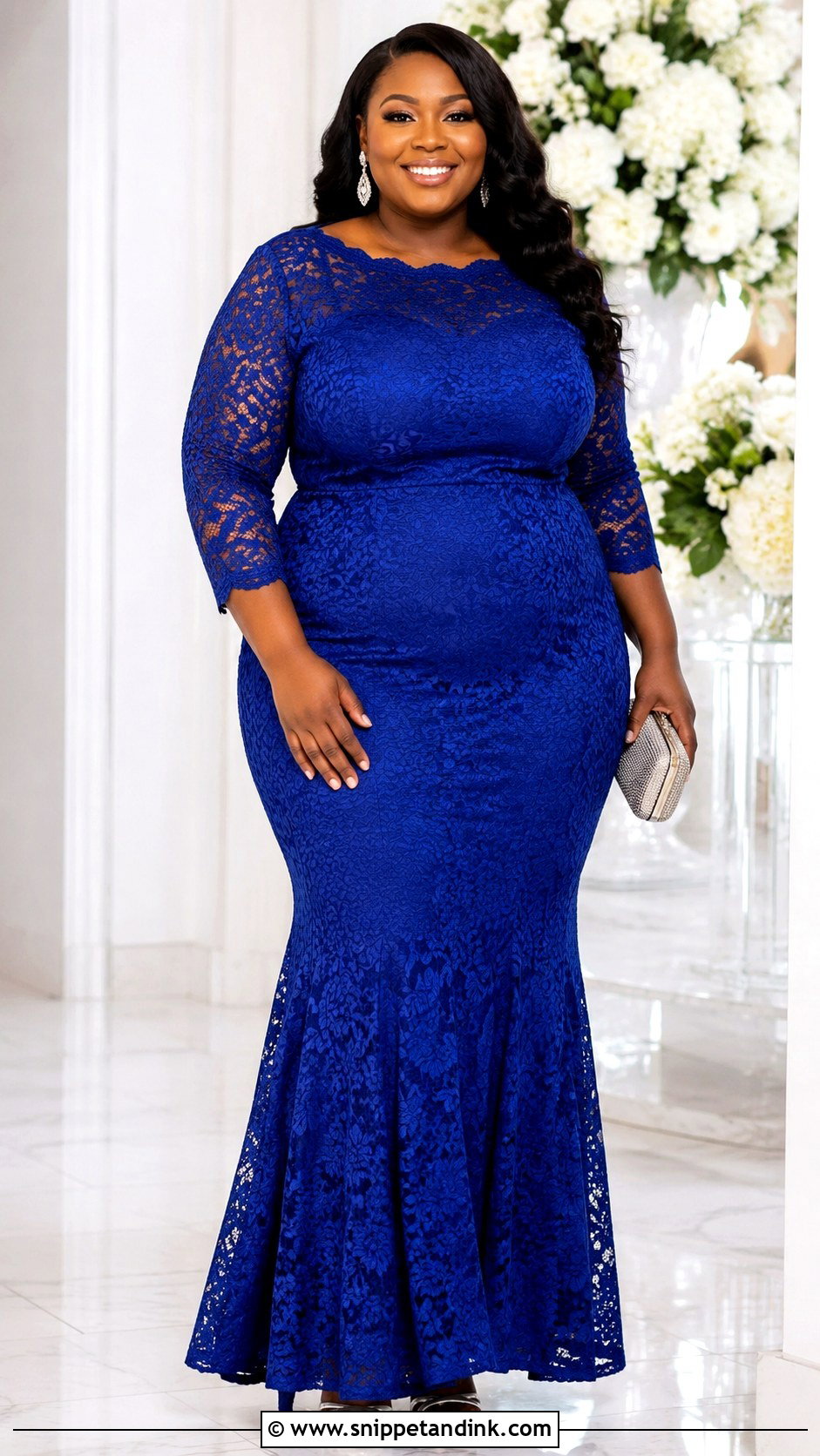 Royal Blue Lace Trumpet Bridesmaid Dress - Snippet and Ink - 20 African Bridal Maids Dresses Style