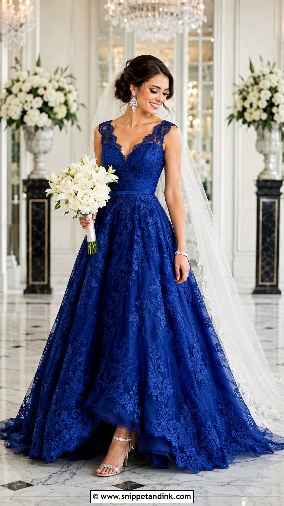 Royal Blue Lace Wedding Dress - Snippet and Ink - 20 Blue Lace Wedding Dress Ideas