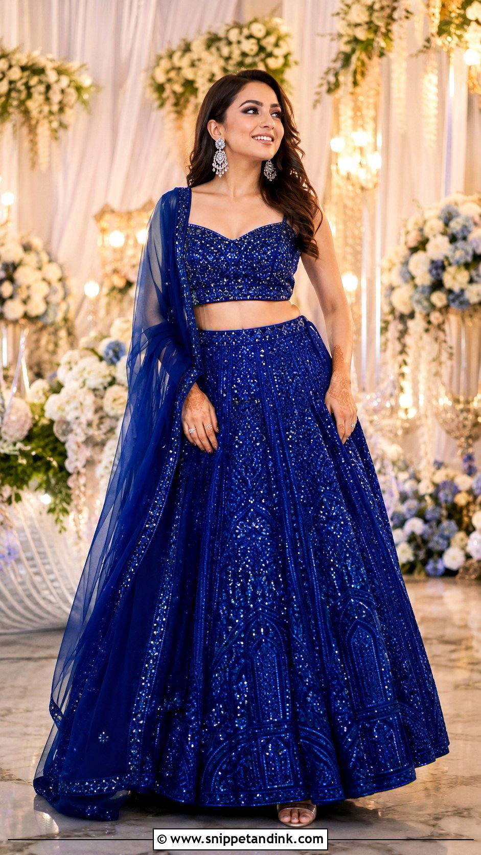 Royal Blue Lehenga For Bride - Snippet and Ink - 25 Sangeet Outfit for Bride Ideas