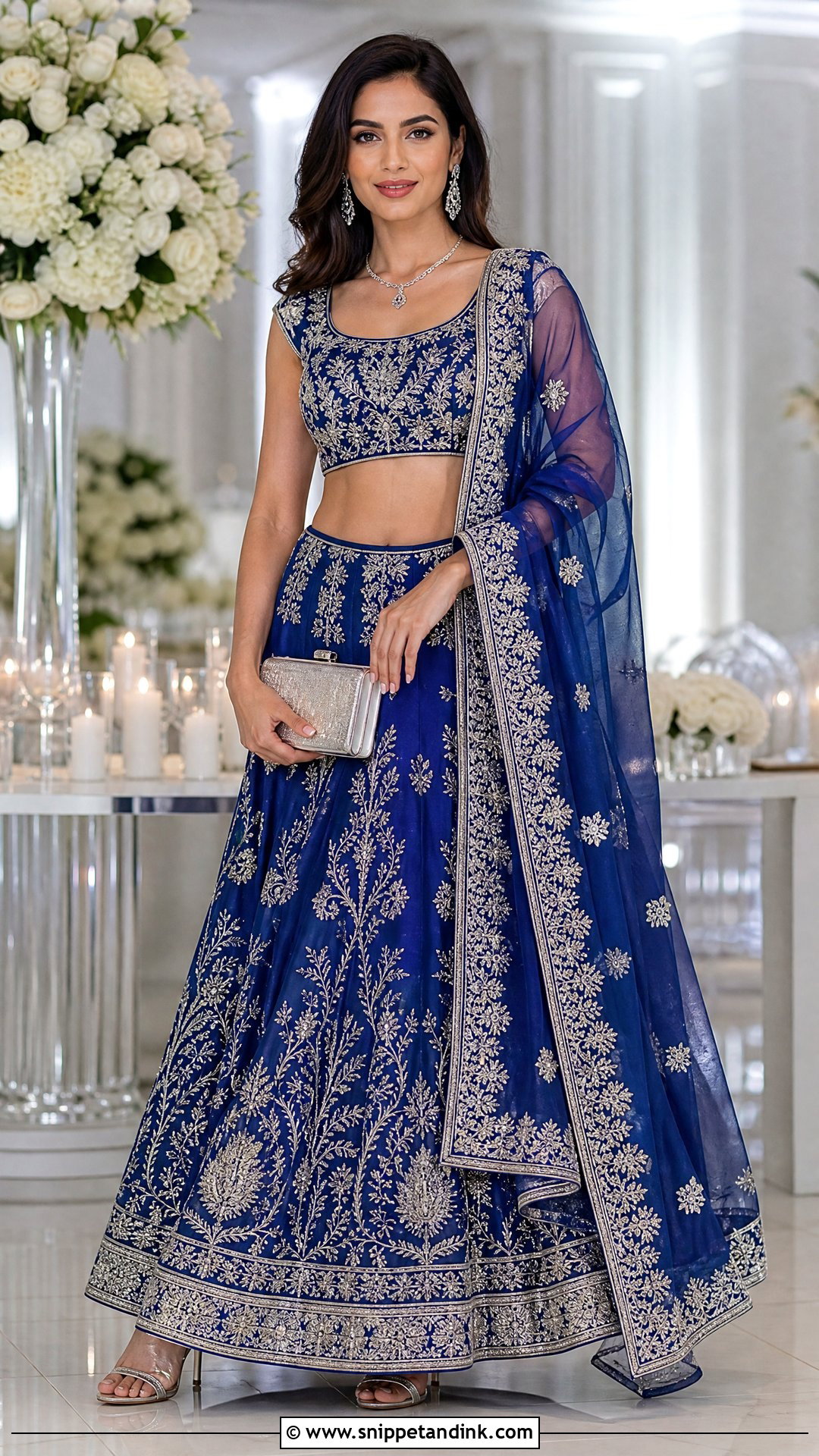 Royal Blue Lehenga With Silver Embroidery - Snippet and Ink - 20 Wedding Lenghas Ideas