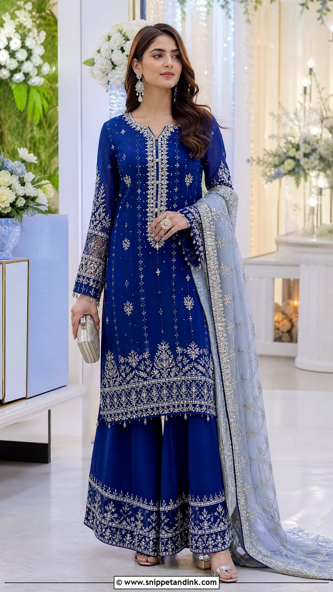 Royal Blue Long Shirt Pakistani Wedding Outfit - Snippet and Ink - 20 Pakistani Wedding Outfit Ideas