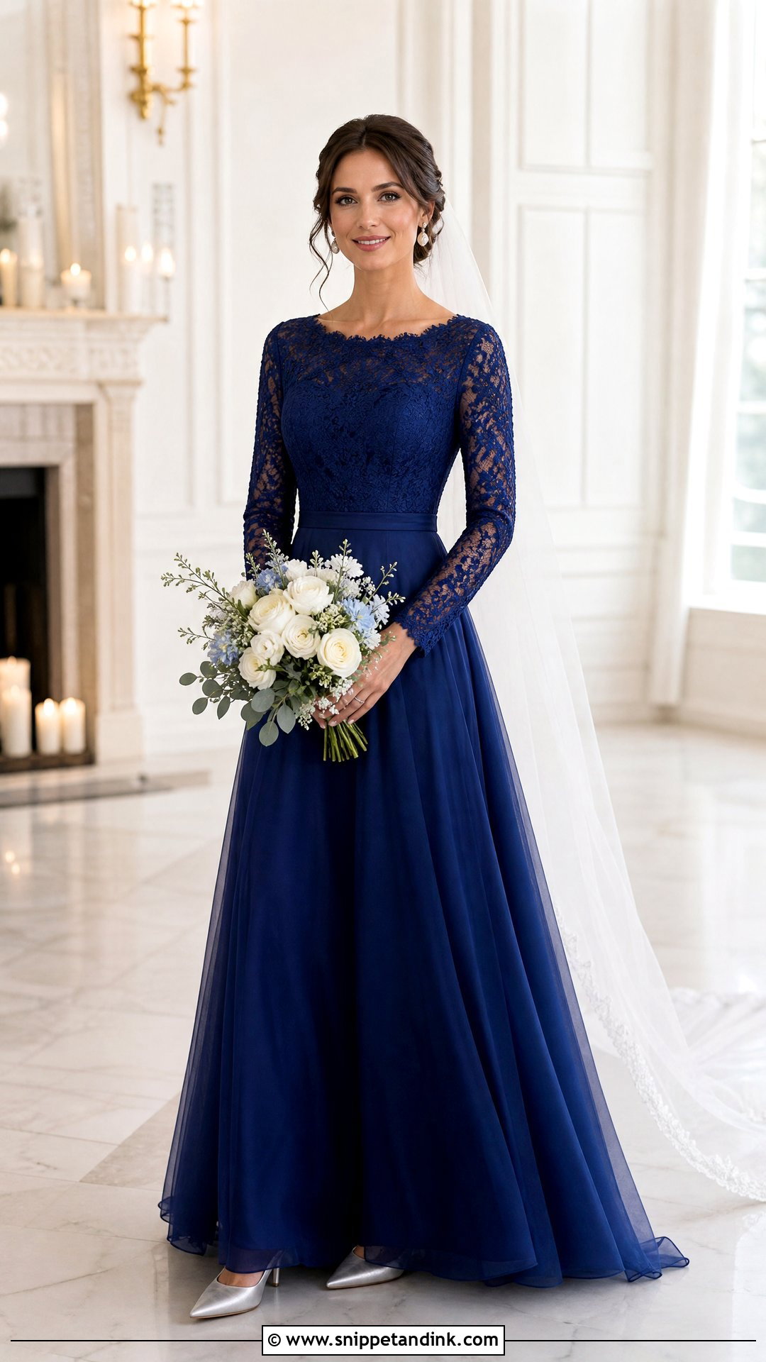 Royal Blue Long Sleeve Wedding Dress - Snippet and Ink - 20 Royal Blue Wedding Dresses