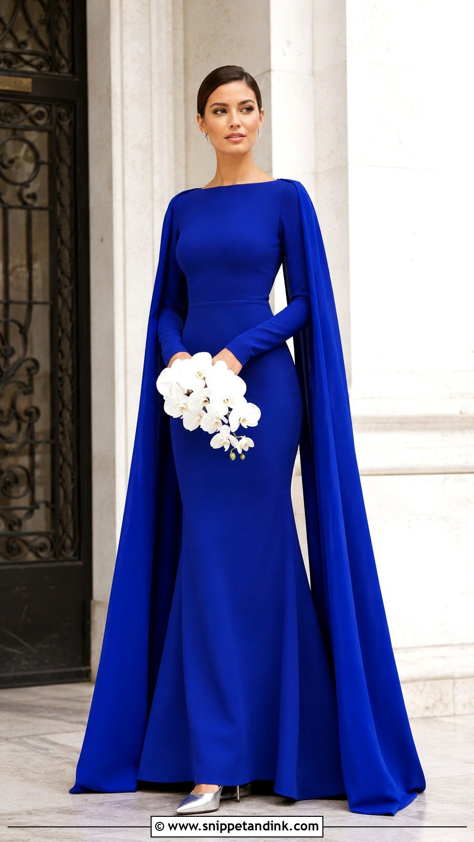 Royal Blue Long Sleeve Wedding Dress Outfit - Snippet and Ink - 20 Blue Wedding Dress Outfit Ideas
