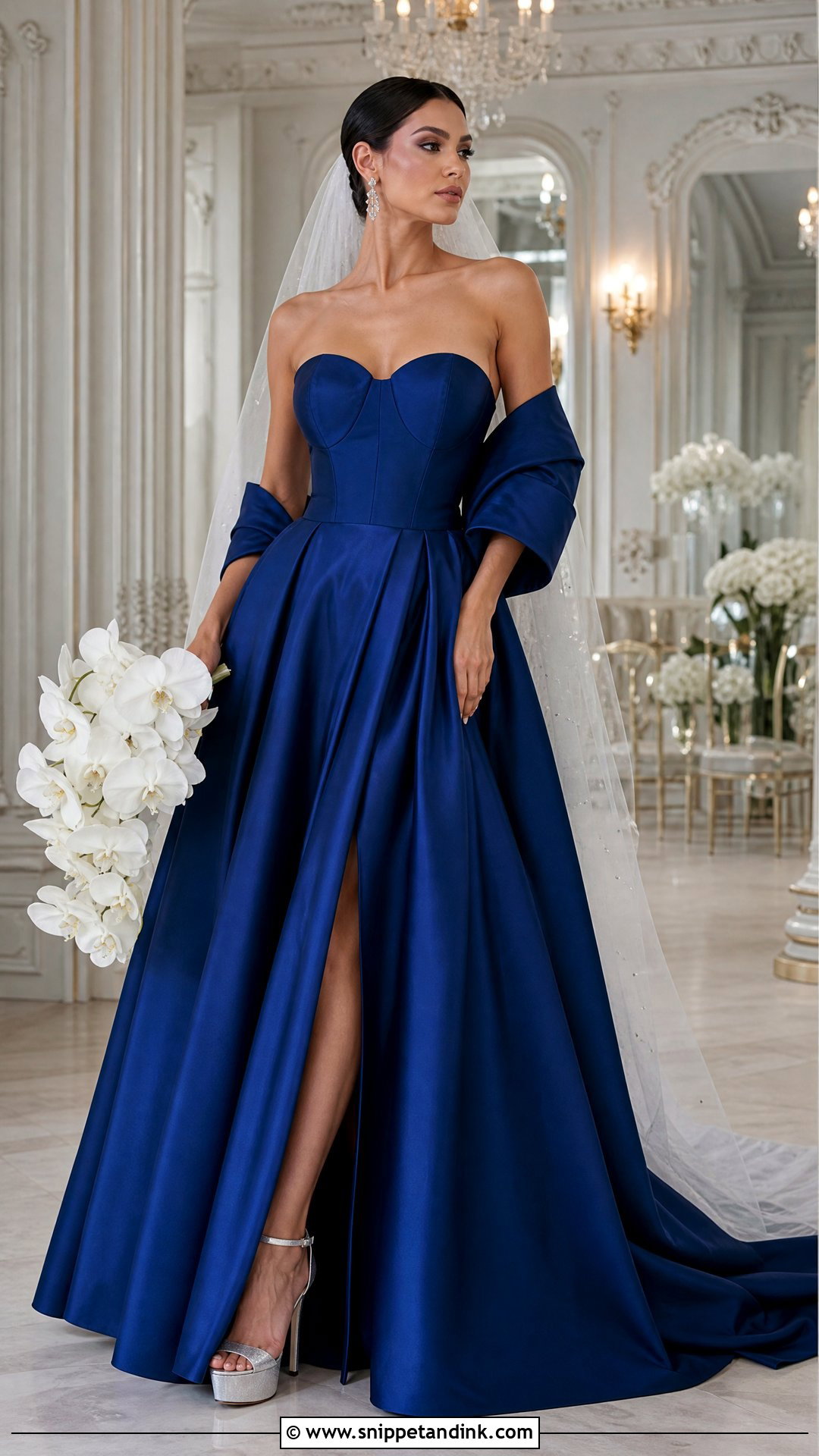 Royal Blue Mikado Bridal Dress - Snippet and Ink - 25 Blue Bridal Dress Ideas
