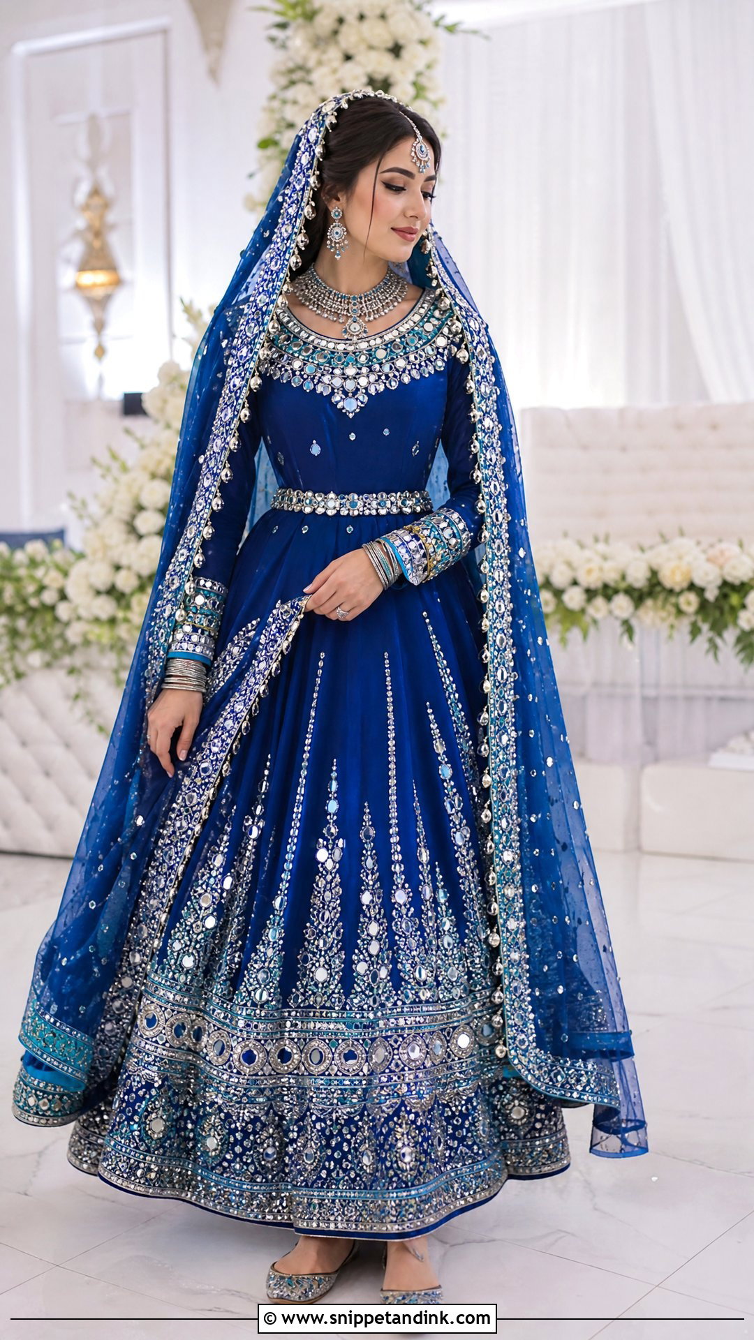 Royal Blue Mirror Work Afghan Wedding Dress - Snippet and Ink - 20 Traditional Afghan Wedding Dress Ideas