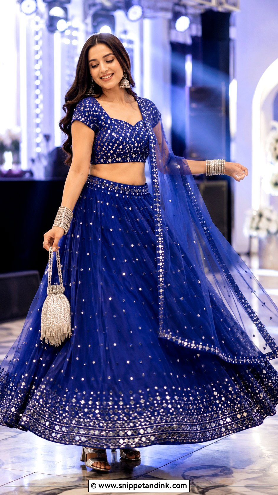 Royal Blue Mirror Work Lehenga - Snippet and Ink - 20 Indian Weddings Lehnga Designs