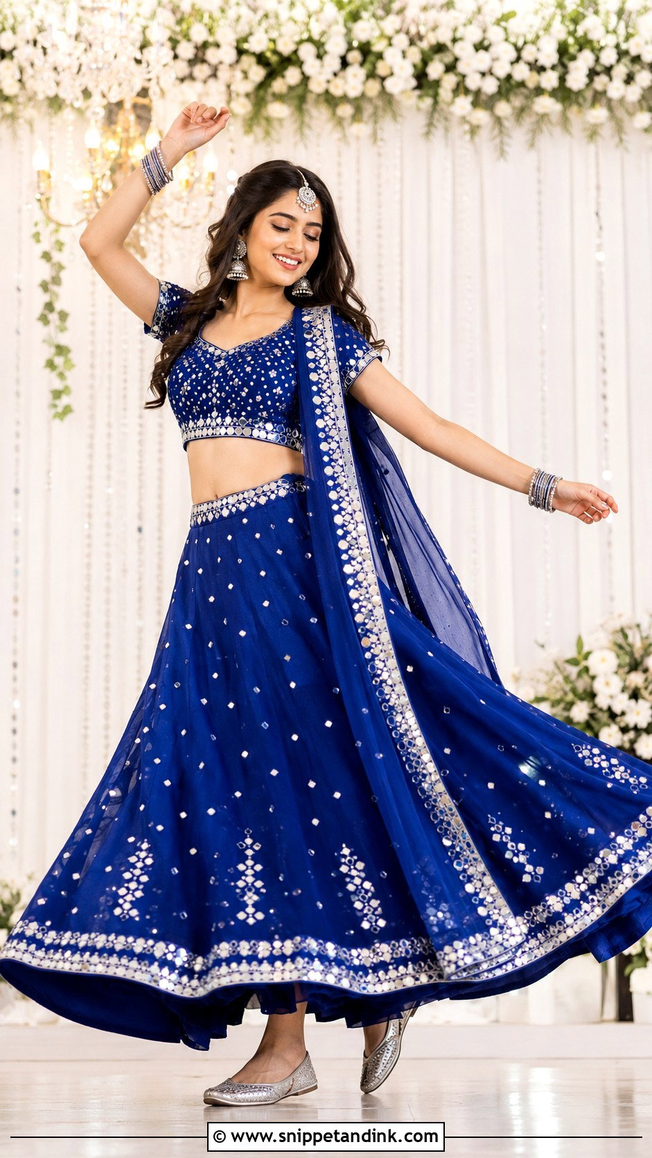 Royal Blue Mirror Work Wedding Chaniya Choli - Snippet and Ink - 20 Wedding Chaniya Choli Ideas