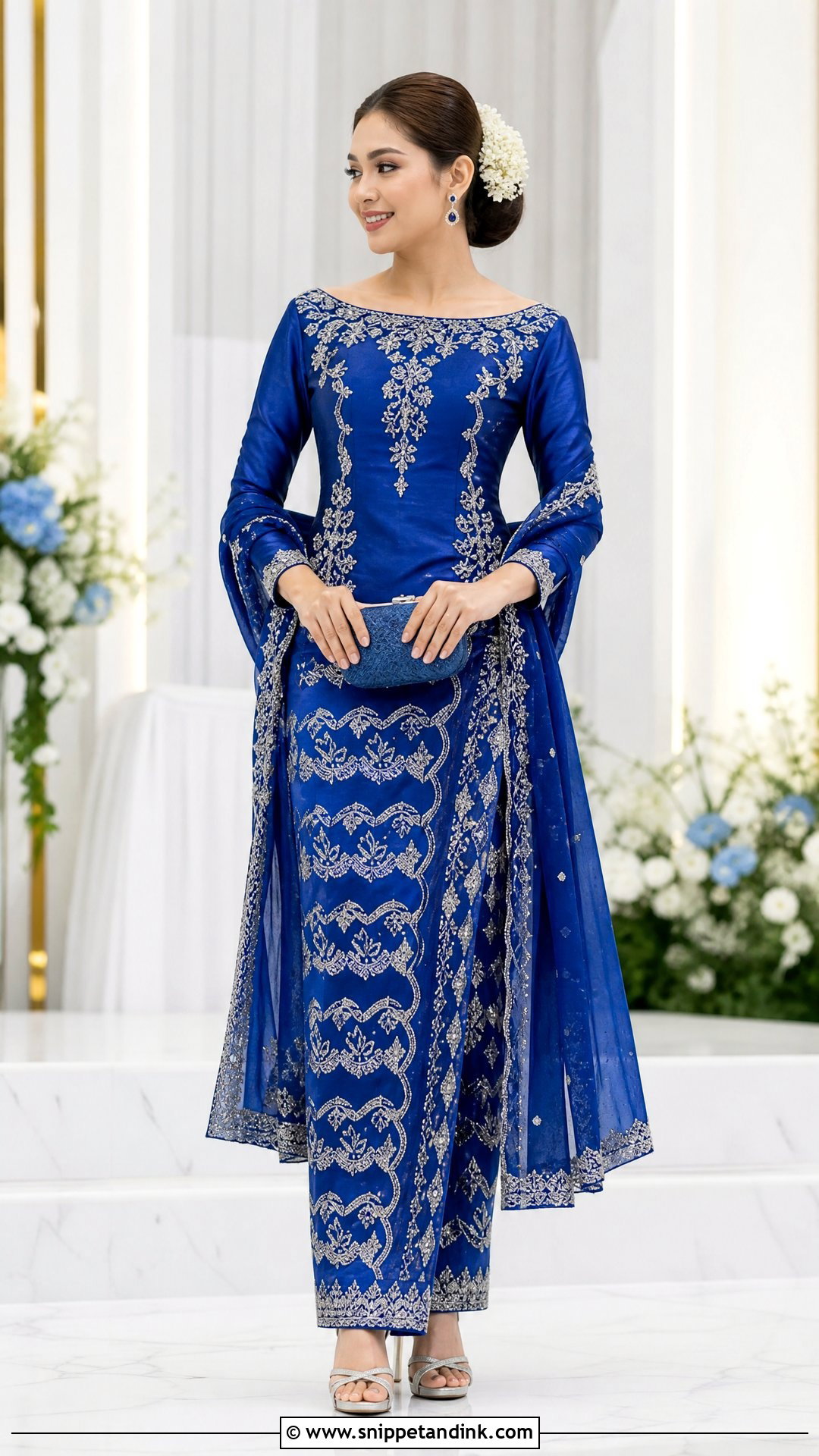 Royal Blue Myanmar Wedding Dress - Snippet and Ink - 25 Myanmar Wedding Dress Design Ideas