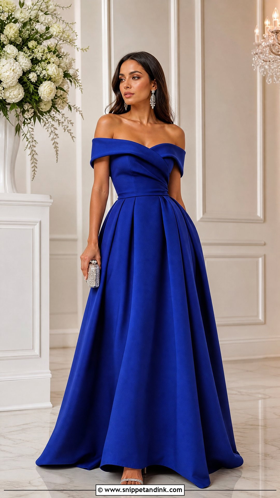 Royal Blue Off Shoulder Gown - Snippet and Ink - 25 Royal Blue Wedding Dress Ideas