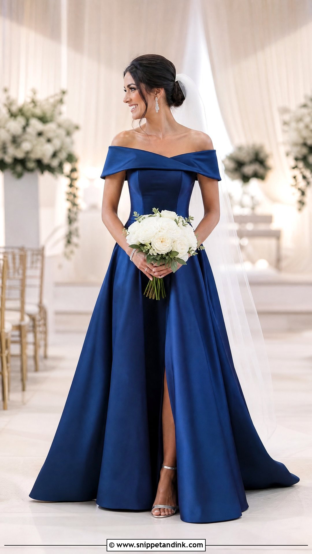Royal Blue Off Shoulder Wedding Dress - Snippet and Ink - 20 Royal Blue Wedding Dresses