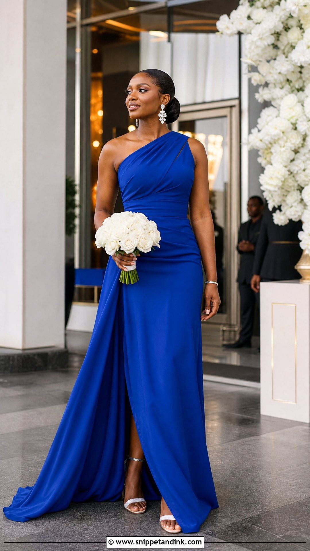 Royal Blue One Shoulder Bridal Train Dress - Snippet and Ink - 20 Bridal Train Dresses Nigeria