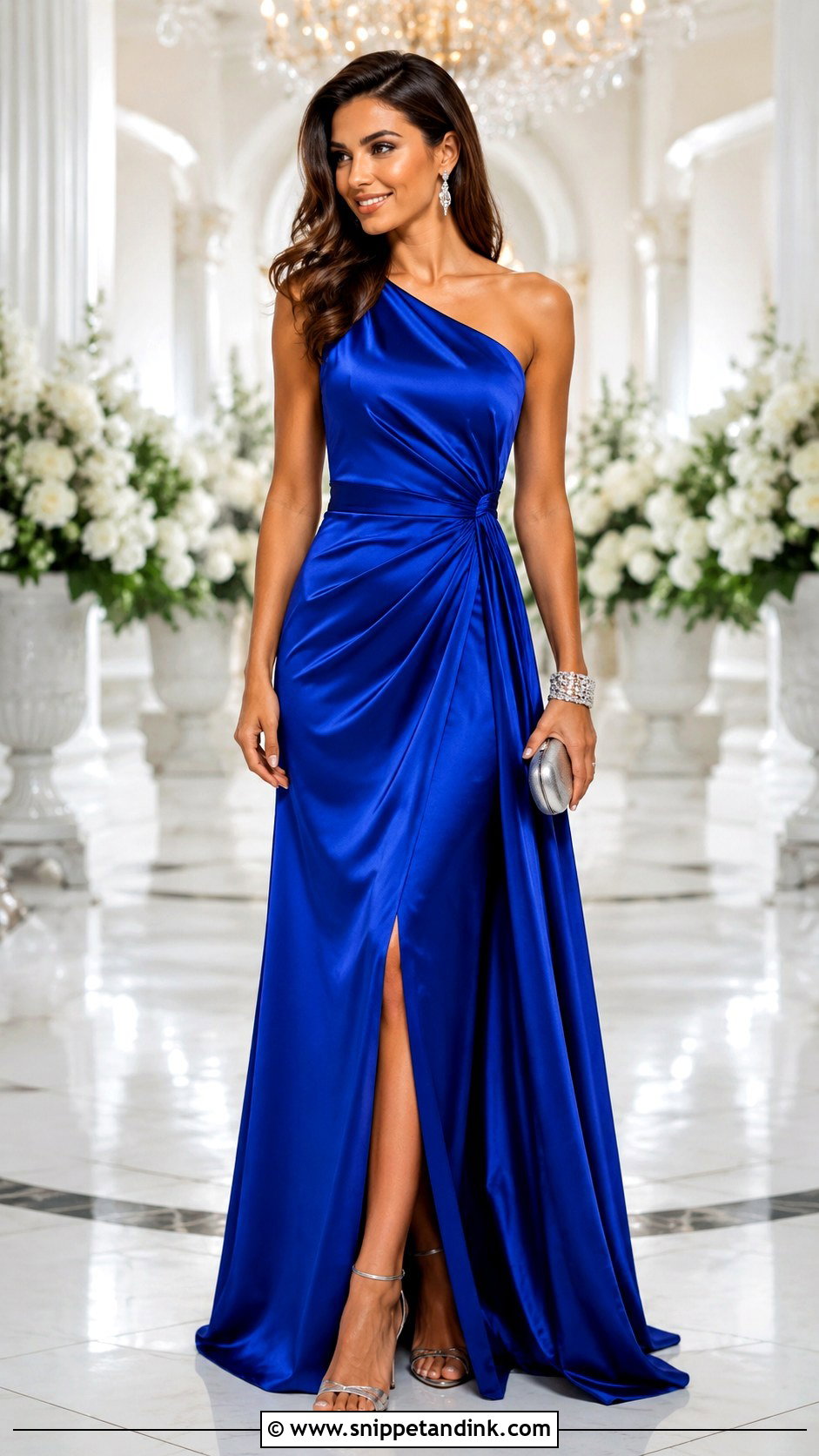 Royal Blue One Shoulder Gown Outfit - Snippet and Ink - 25 White Tie Wedding Ideas