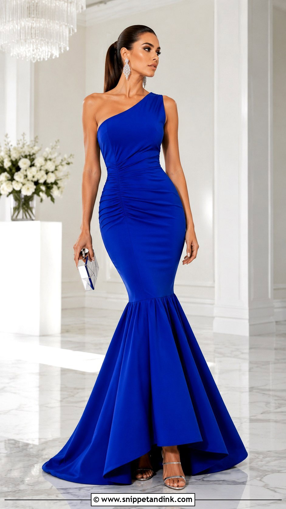 Royal Blue One Shoulder Mermaid Trumpet Dress - Snippet and Ink - 20 Mermaid Trumpet Dress Ideas